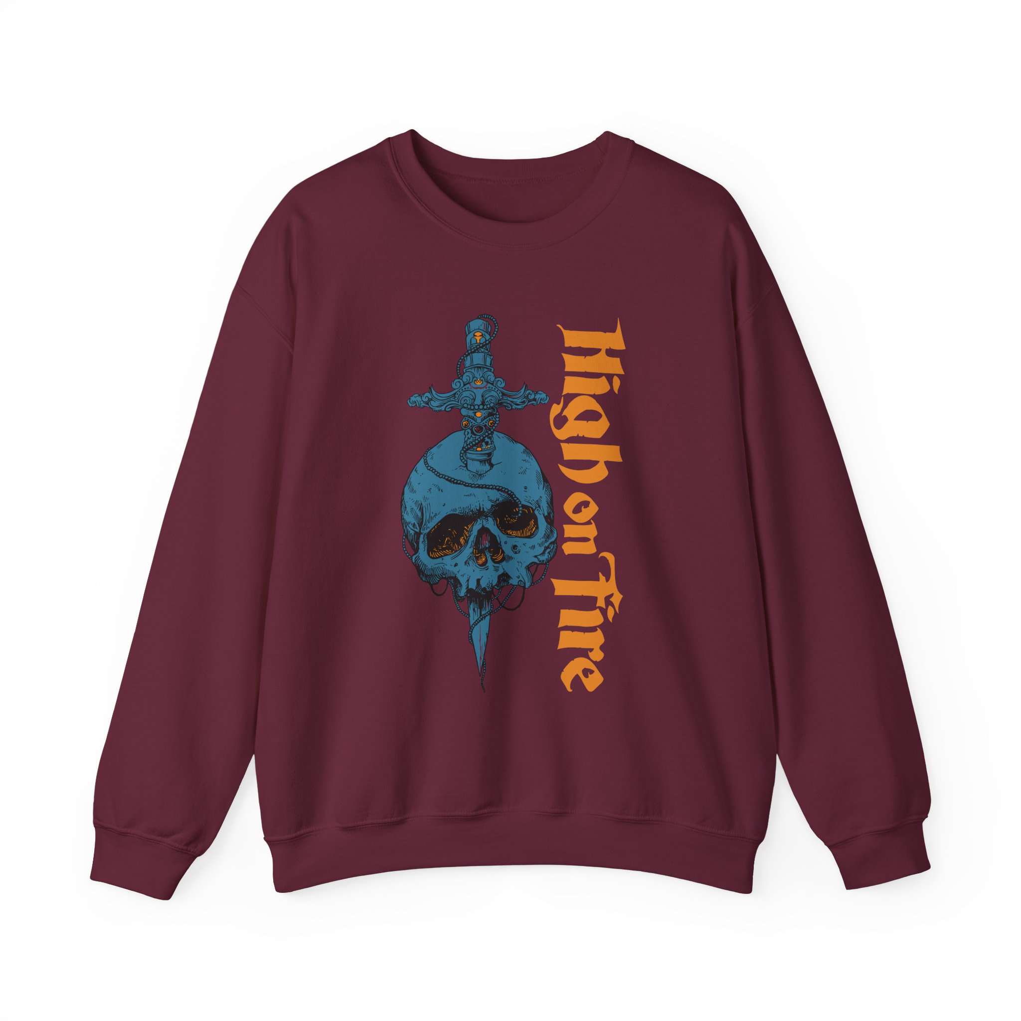 High on Fire Skull Knife Unisex Heavy Blendâ„¢ Crewneck Sweatshirt