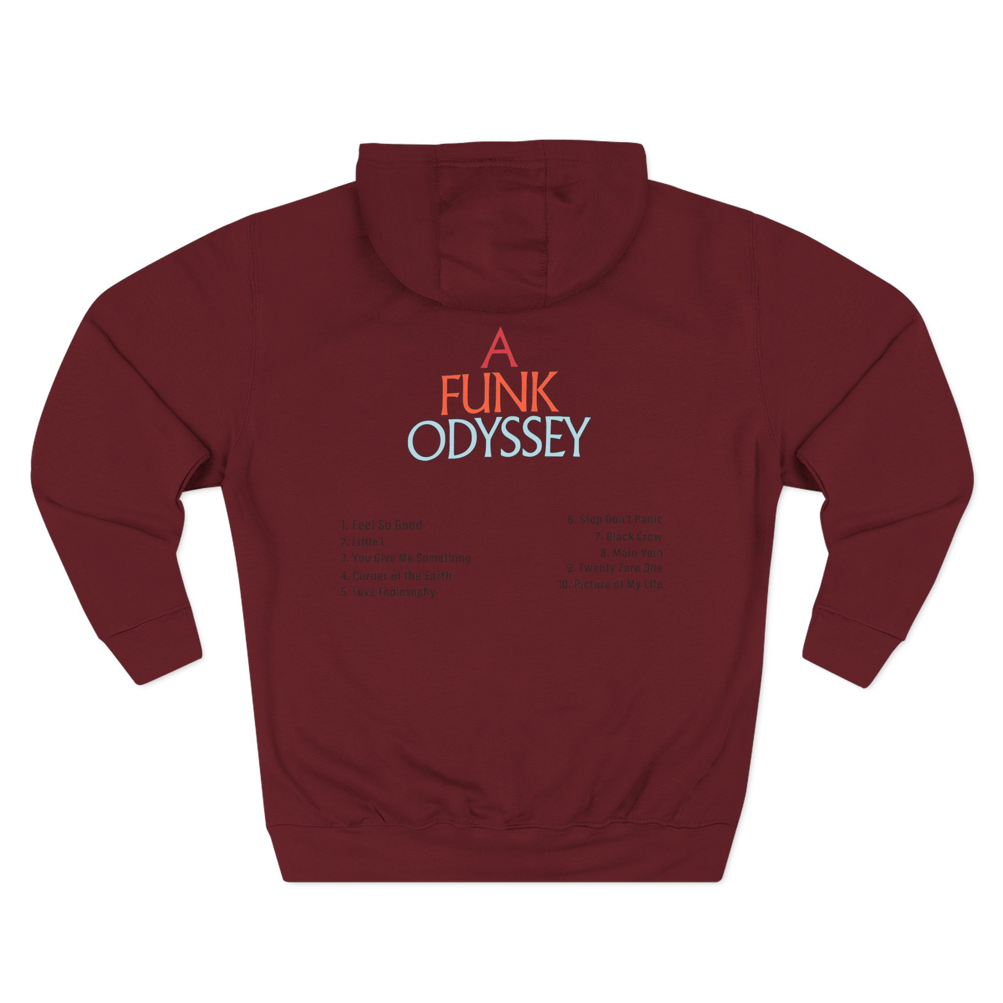 J Funk Odyssey Tracklist Three-Panel Fleece Hoodie