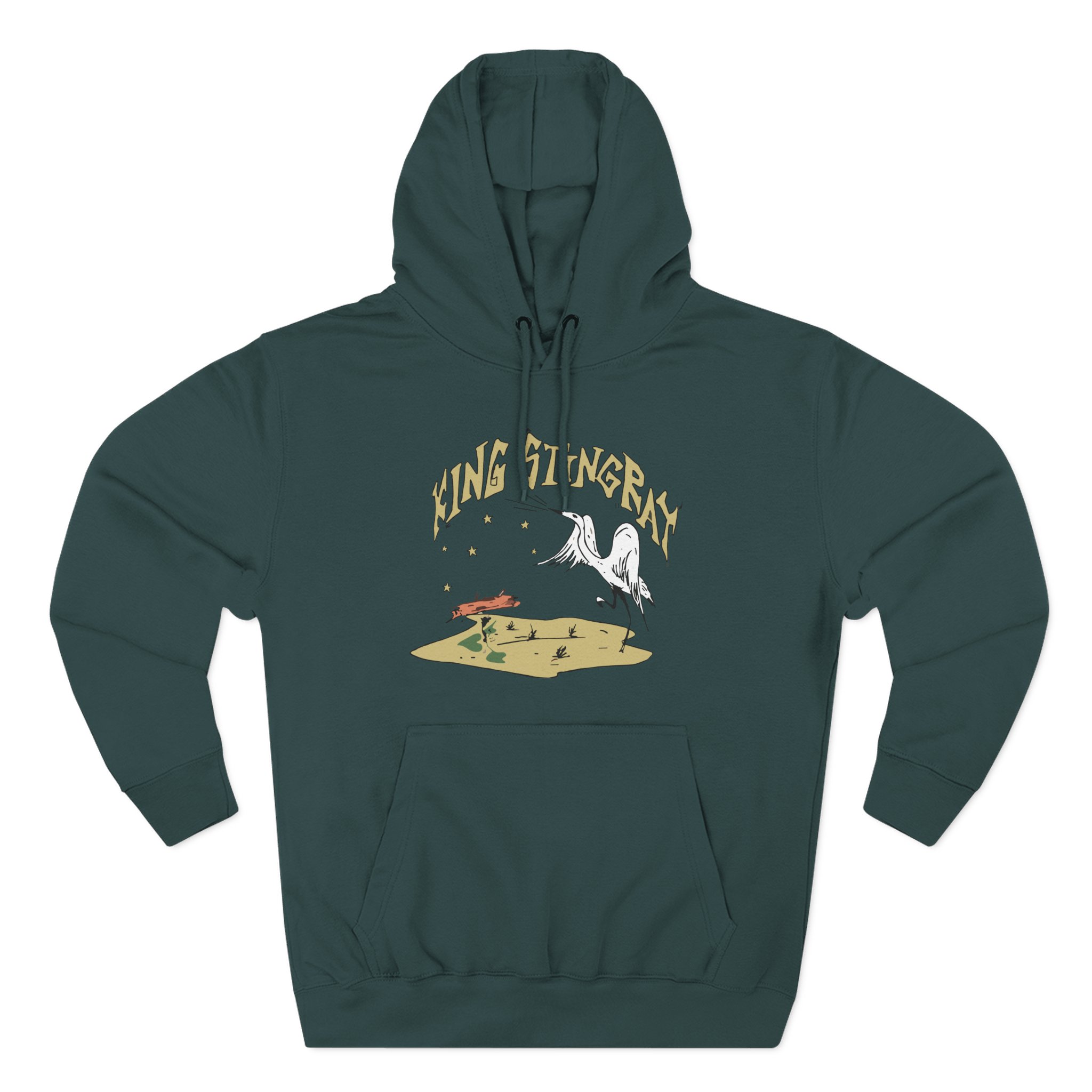 King Stingray Ivory Bird Three-Panel Fleece Hoodie