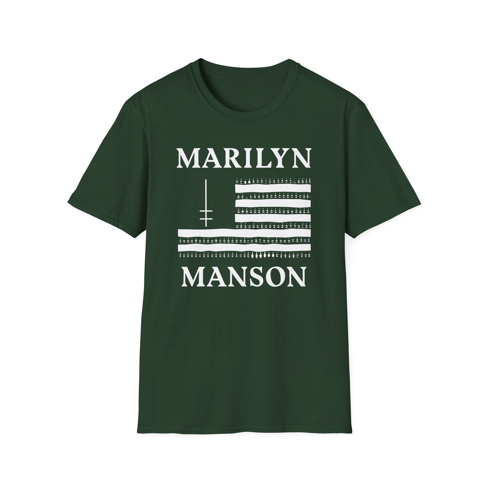 Marilyn Manson Flag and Logo Unisex Softstyle T-Shirt