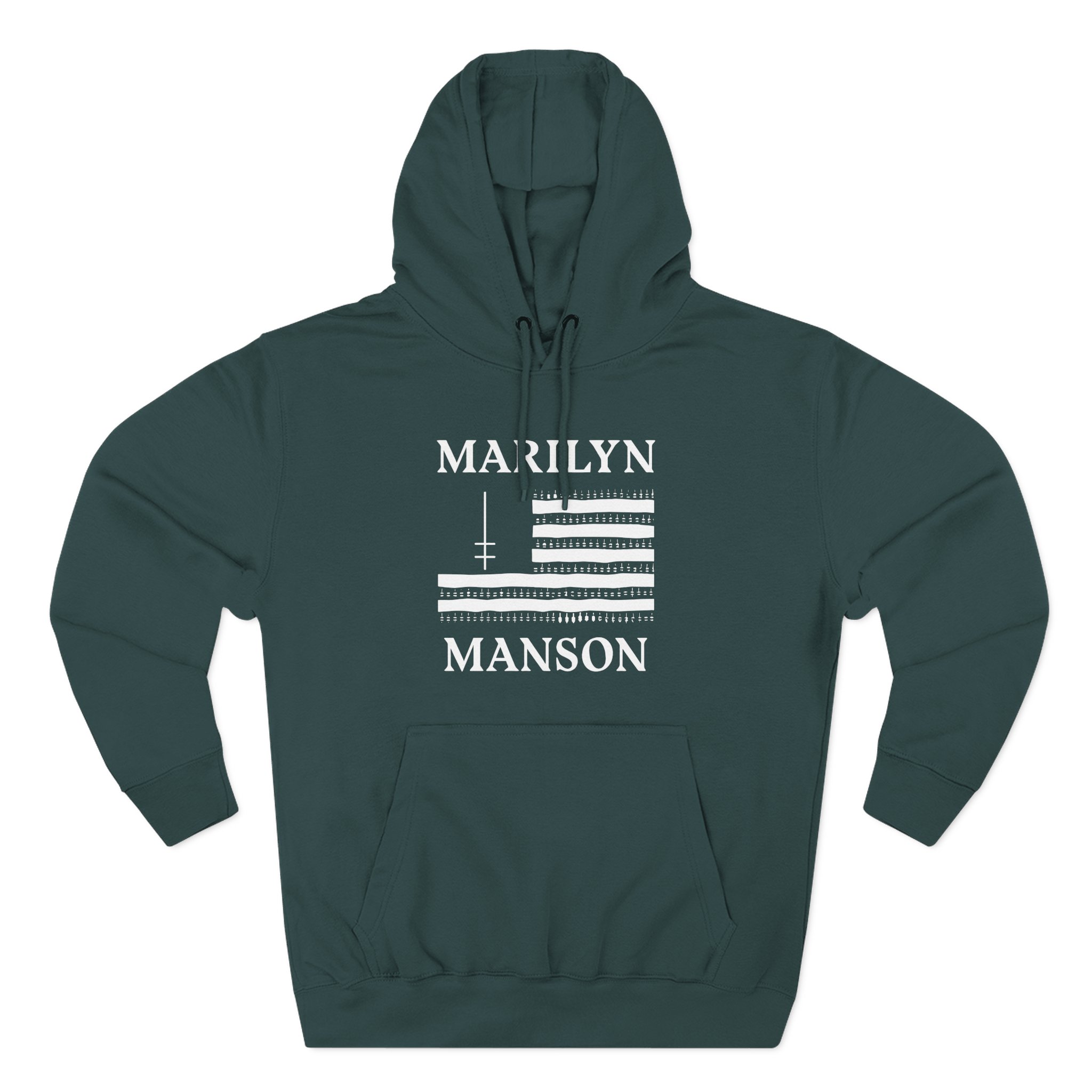 Marilyn Manson Flag and Logo Three-Panel Fleece Hoodie