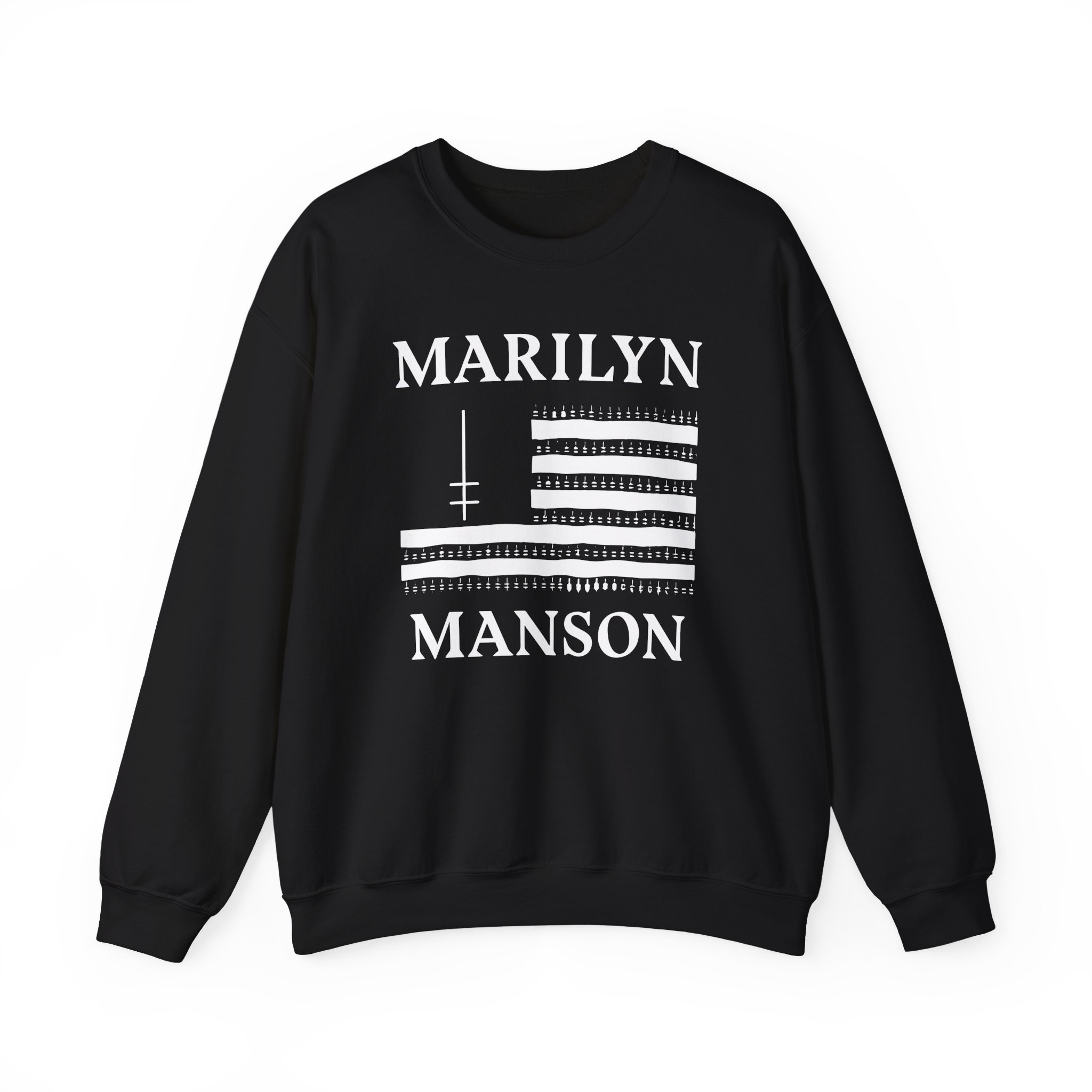 Marilyn Manson Flag and Logo Unisex Heavy Blendâ„¢ Crewneck Sweatshirt