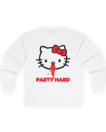 Andrew Wk Hello Party Kitty Parody Unisex Ultra Cotton Long Sleeve Tee