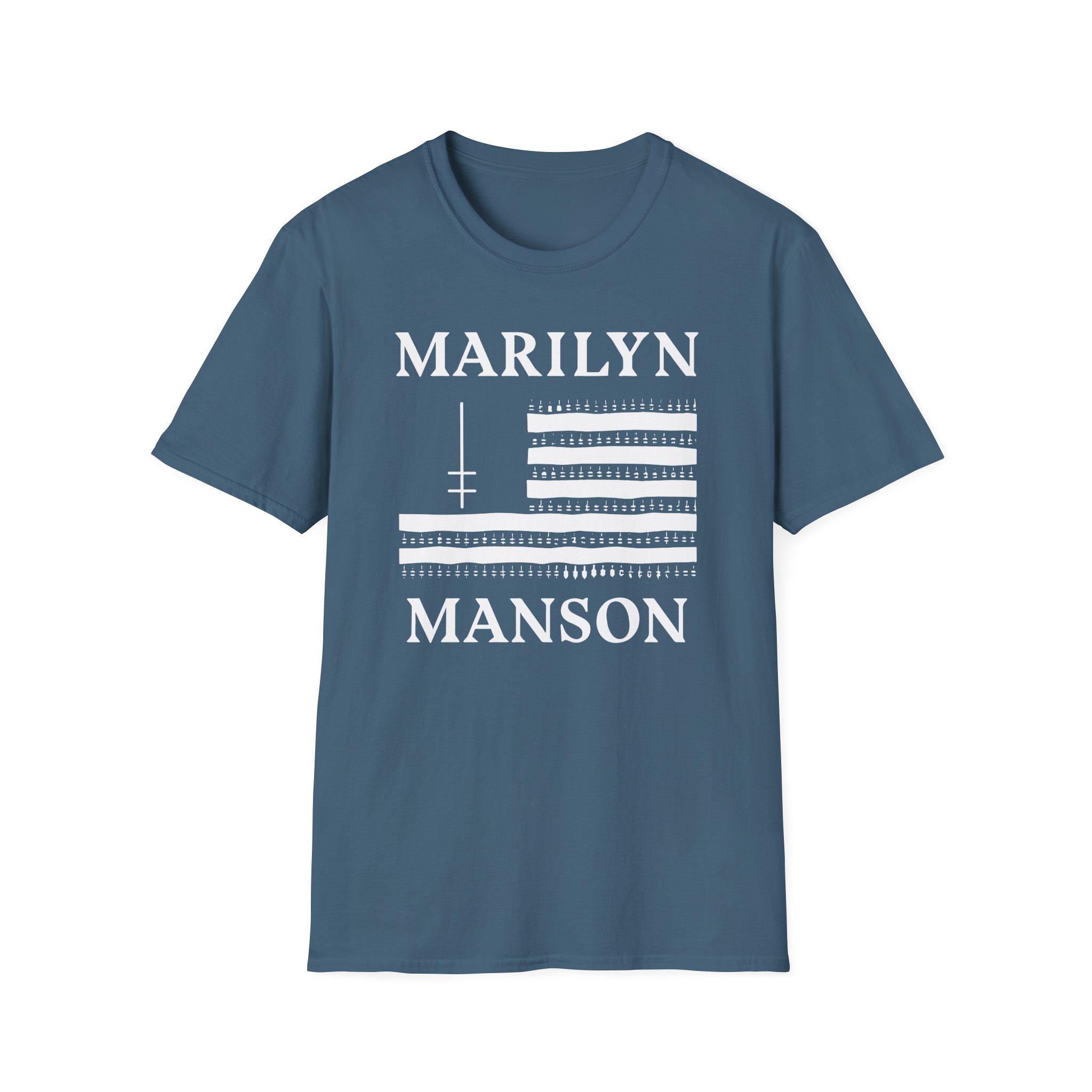 Marilyn Manson Flag and Logo Unisex Softstyle T-Shirt
