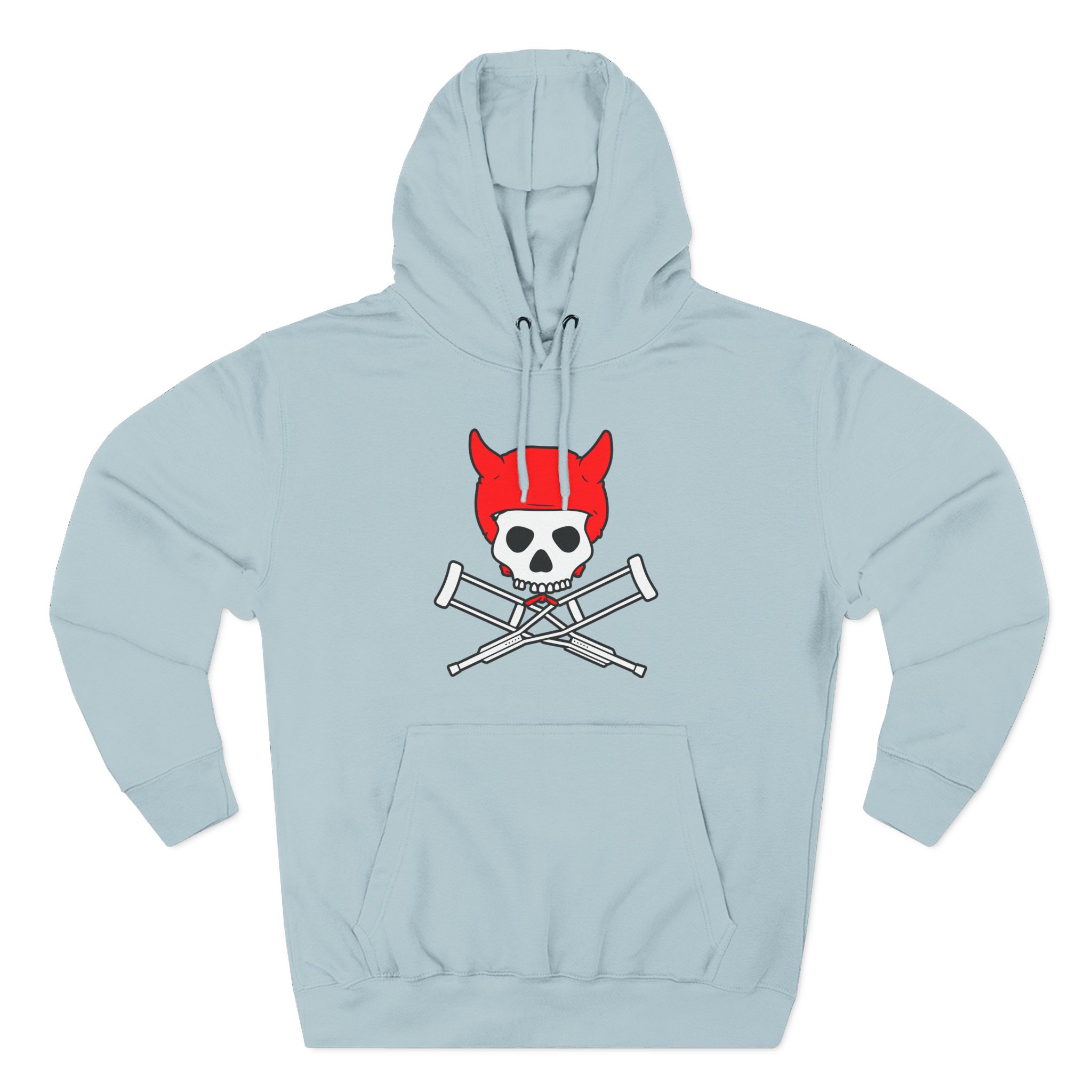 Jackass Devil Horns Skull & Crossbones Three-Panel Fleece Hoodie