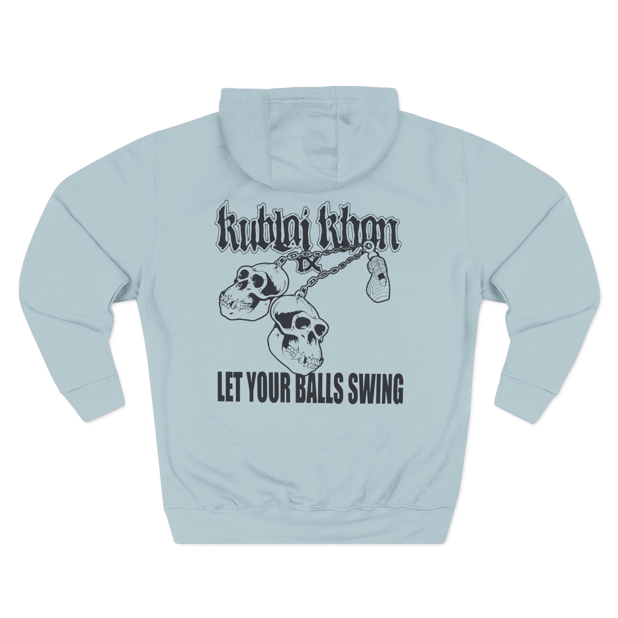 Kublai Khan - Let the Balls Swing Natural Three-Panel Fleece Hoodie