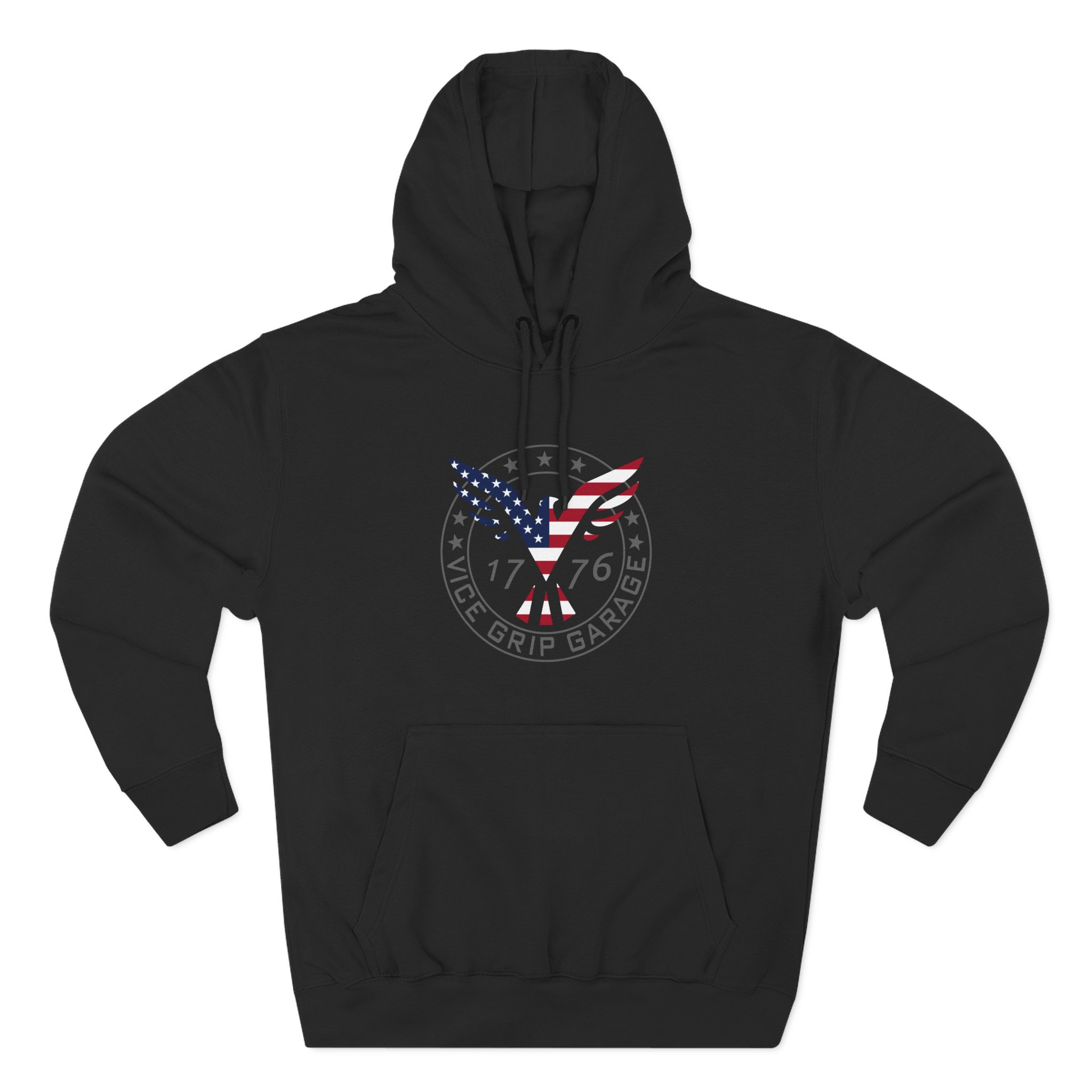 Vicegripgarage Patriotic Flying Eagle Three-Panel Fleece Hoodie