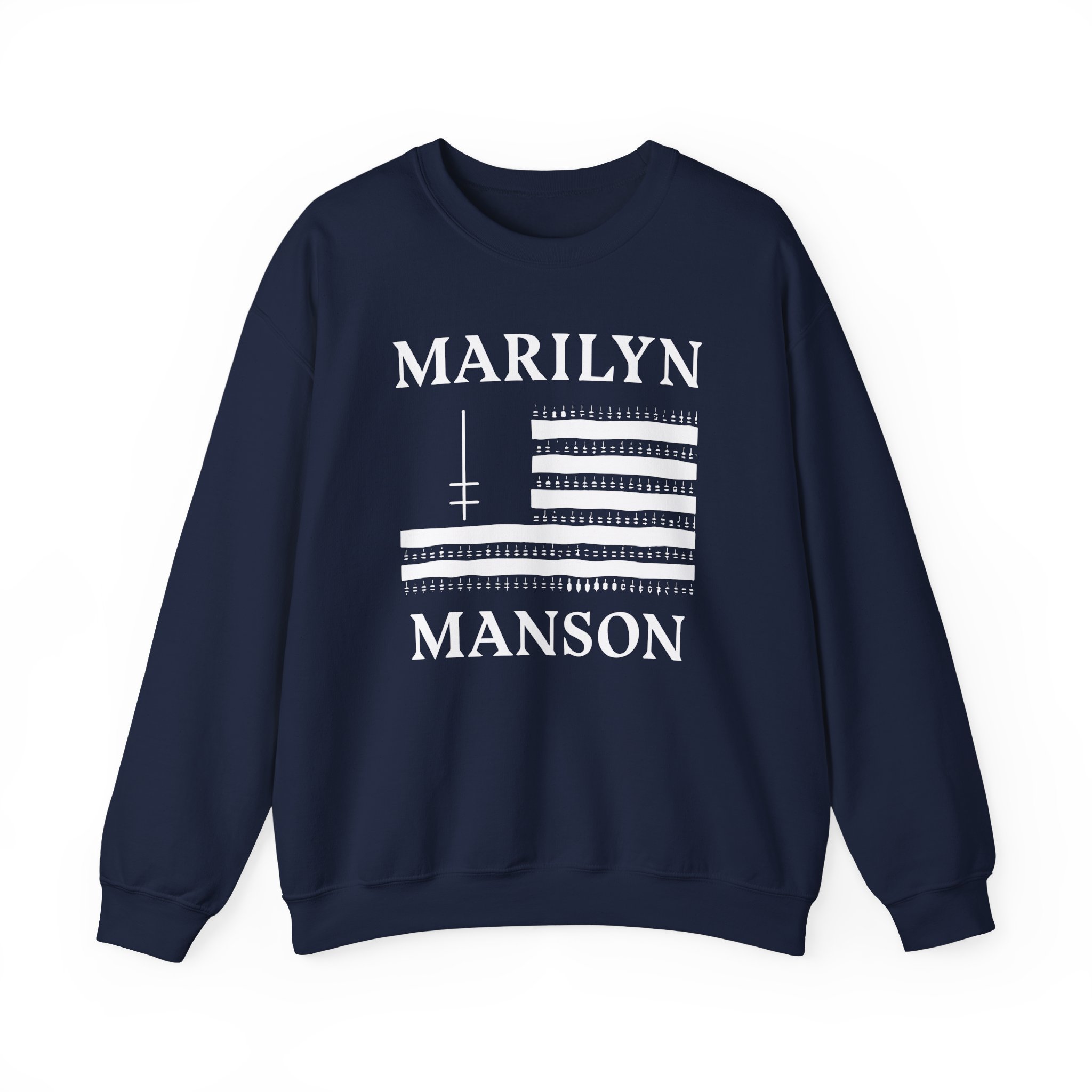 Marilyn Manson Flag and Logo Unisex Heavy Blendâ„¢ Crewneck Sweatshirt