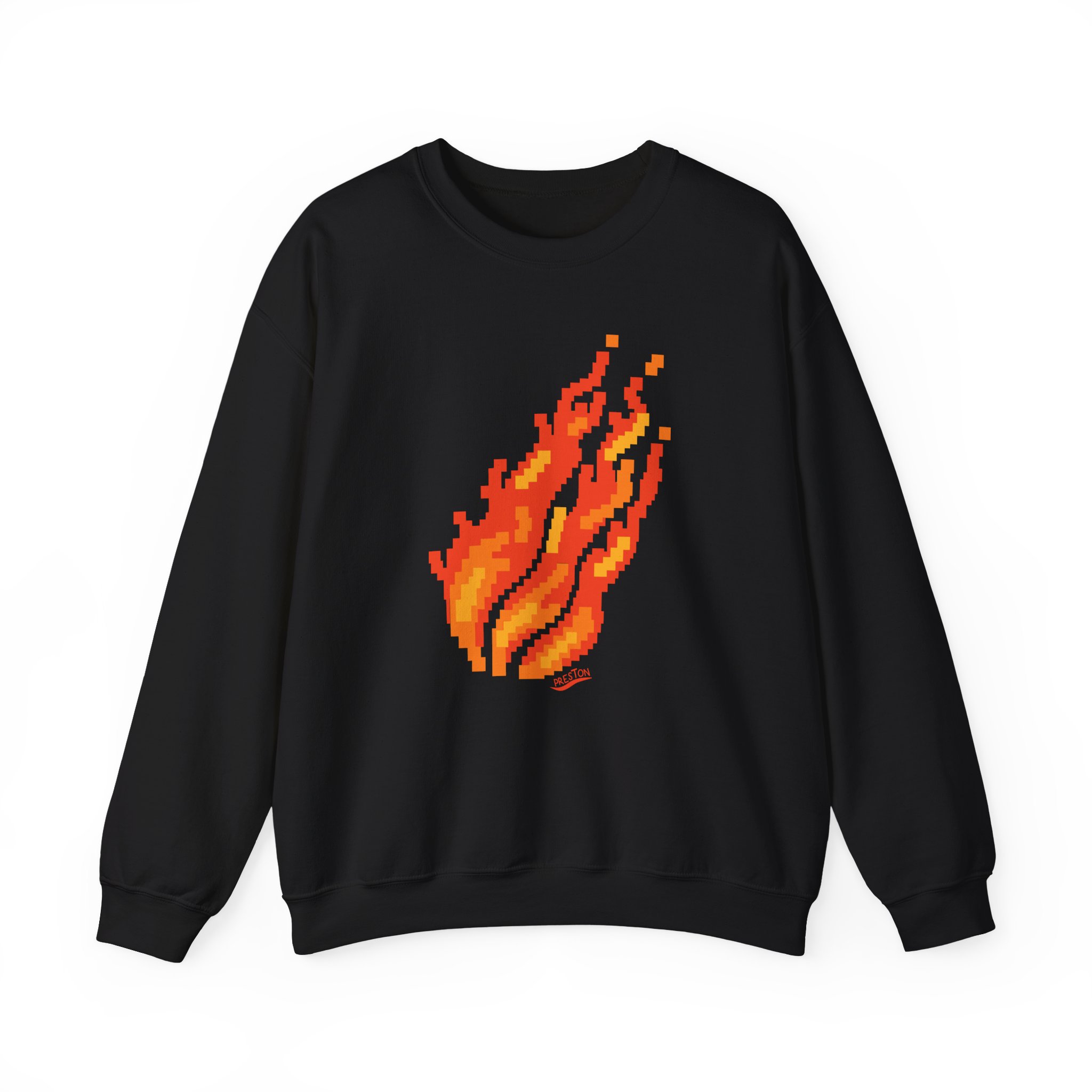 Preston Pixel Flame Unisex Heavy Blendâ„¢ Crewneck Sweatshirt