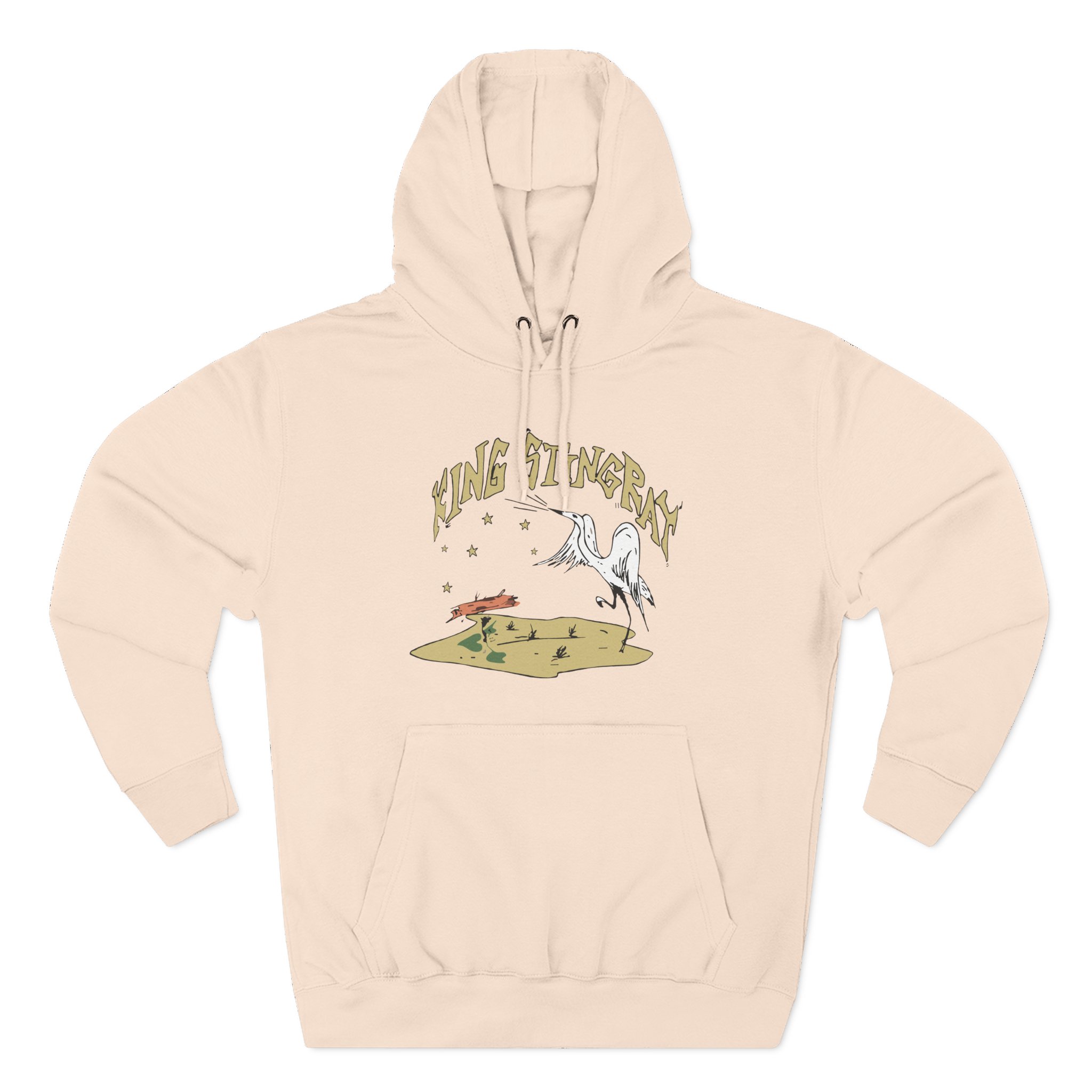 King Stingray Ivory Bird Three-Panel Fleece Hoodie