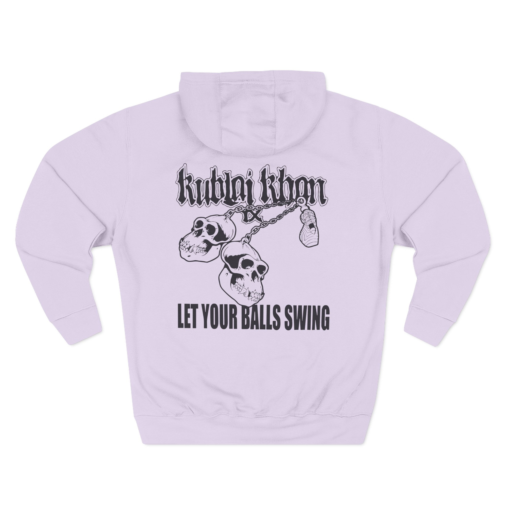 Kublai Khan - Let the Balls Swing Natural Three-Panel Fleece Hoodie