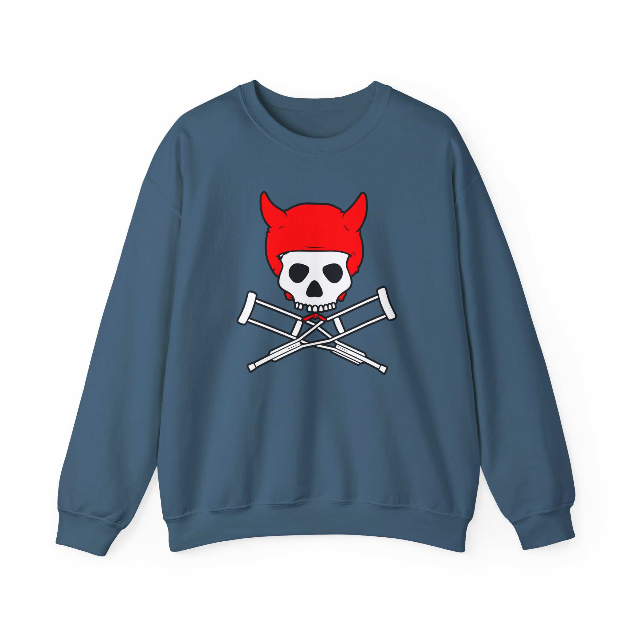 Jackass Devil Horns Skull & Crossbones Unisex Heavy Blendâ„¢ Crewneck Sweatshirt