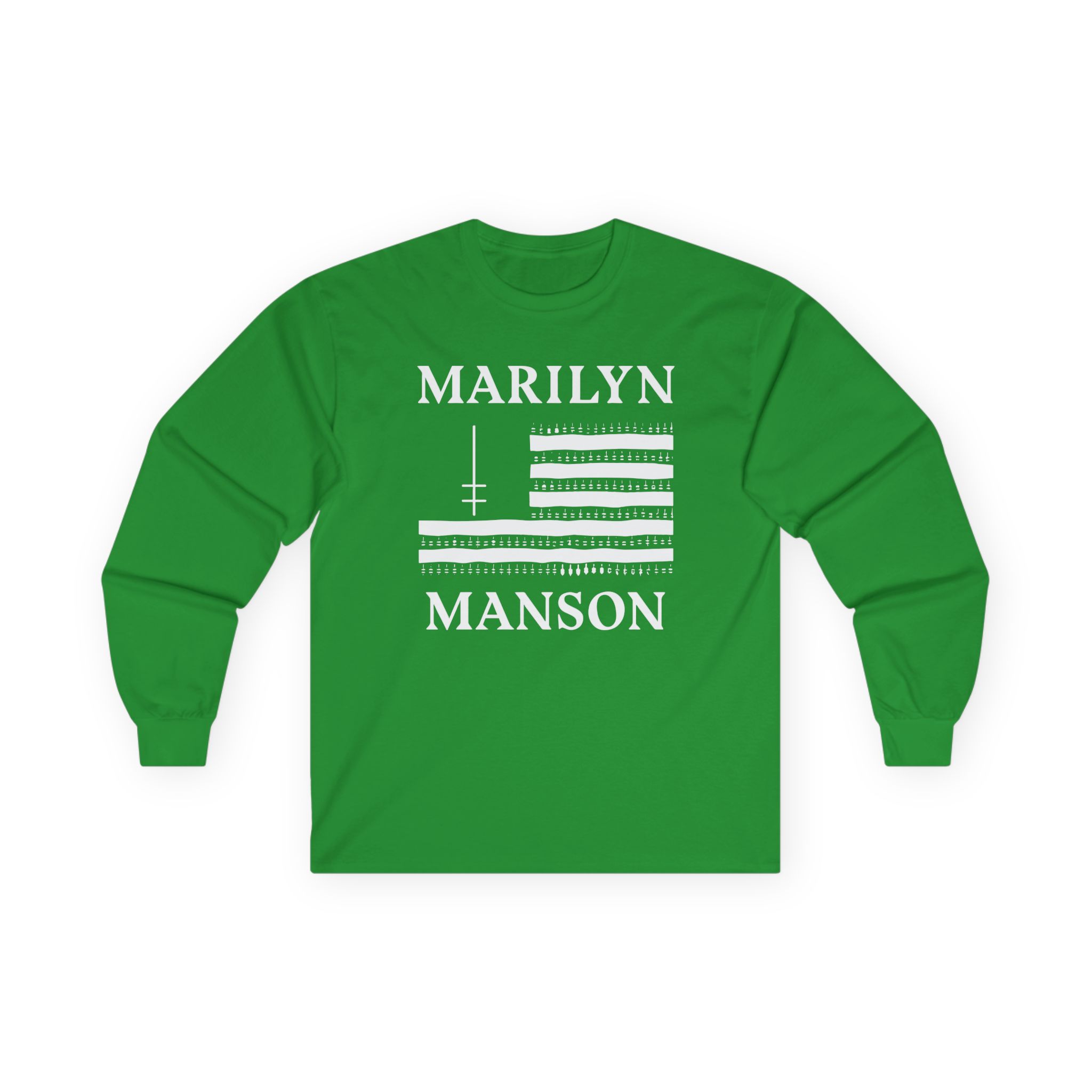 Marilyn Manson Flag and Logo Unisex Ultra Cotton Long Sleeve Tee