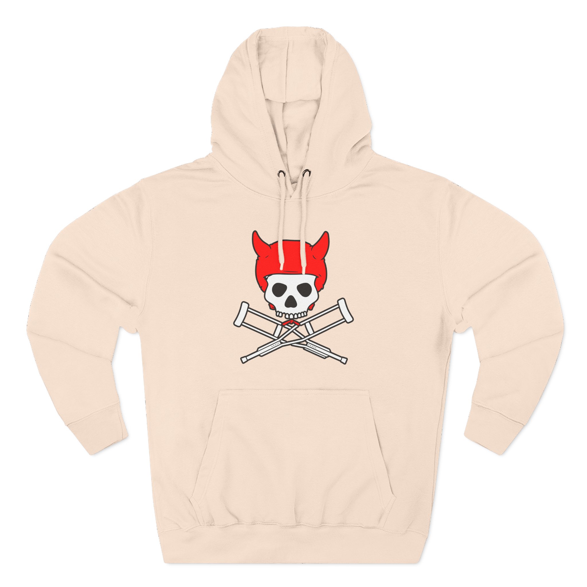 Jackass Devil Horns Skull & Crossbones Three-Panel Fleece Hoodie