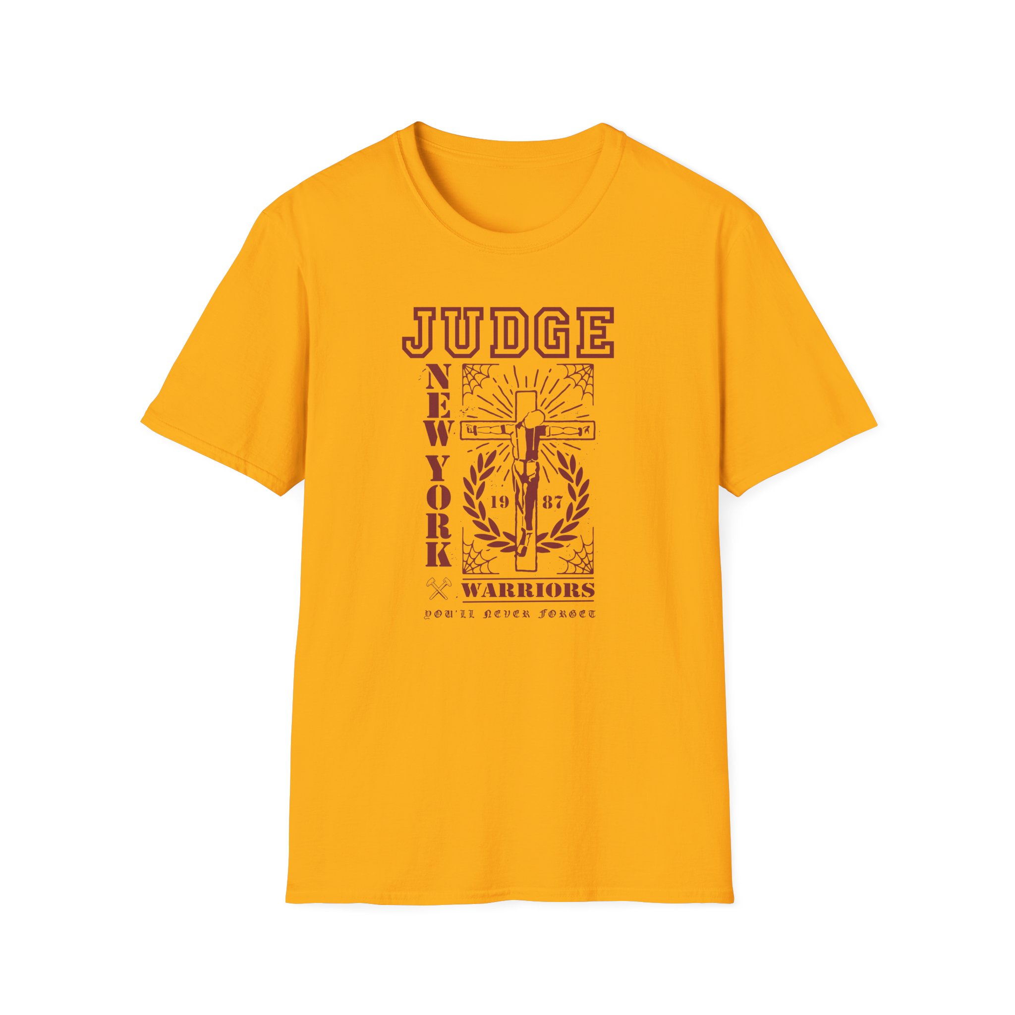 Judge Crucified Mustard Unisex Softstyle T-Shirt