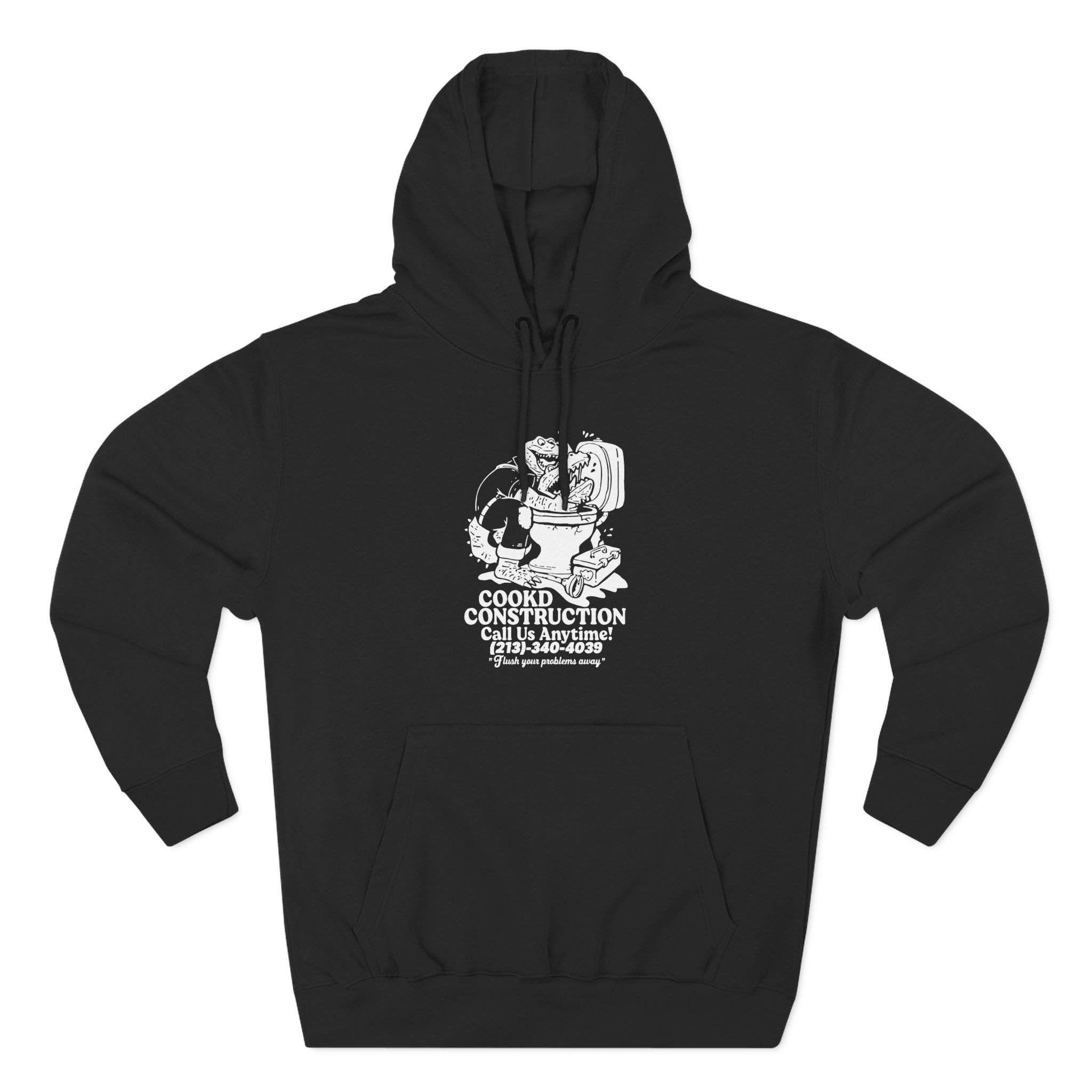 Lazarbeam Cookd Construction Call Us Anytime Three-Panel Fleece Hoodie