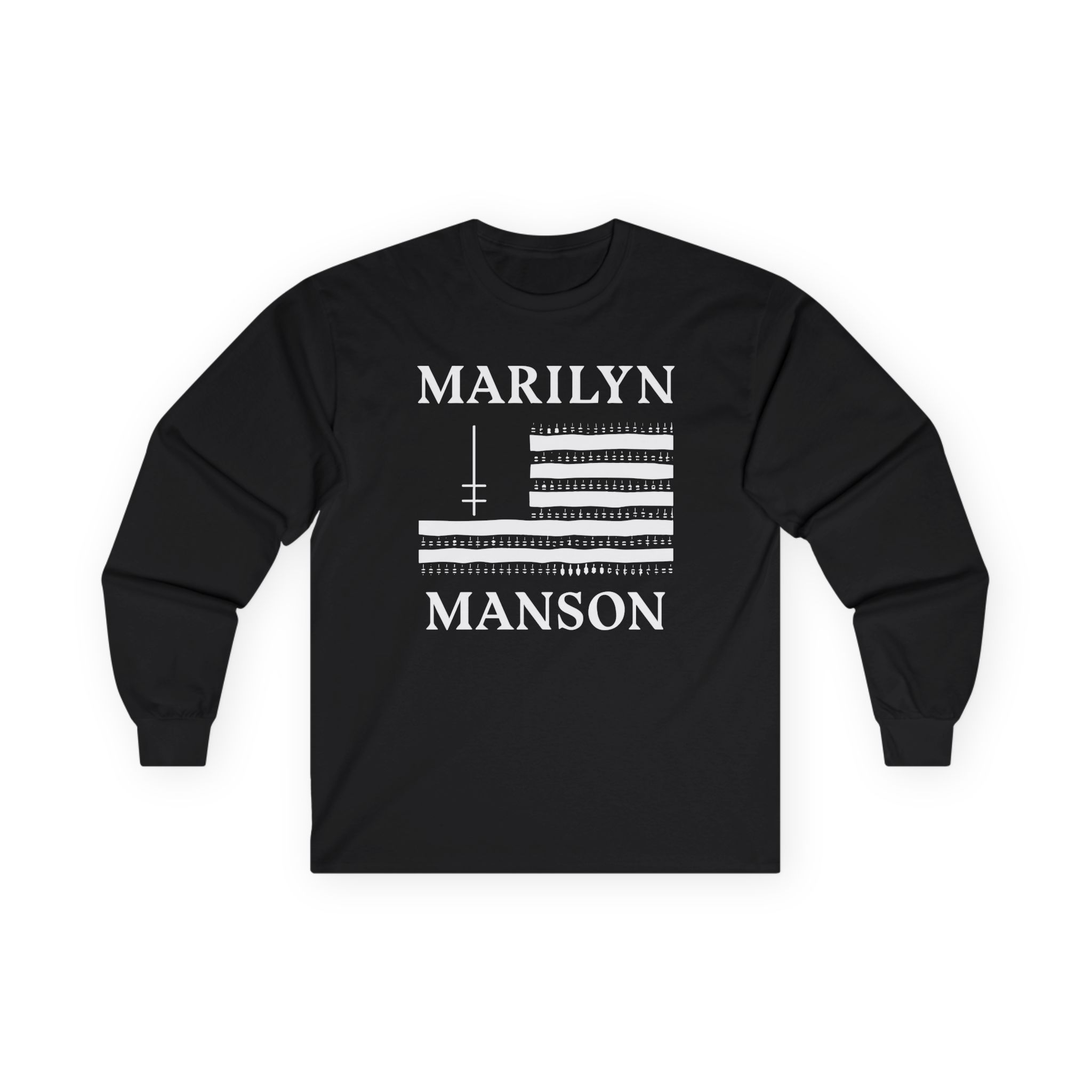 Marilyn Manson Flag and Logo Unisex Ultra Cotton Long Sleeve Tee