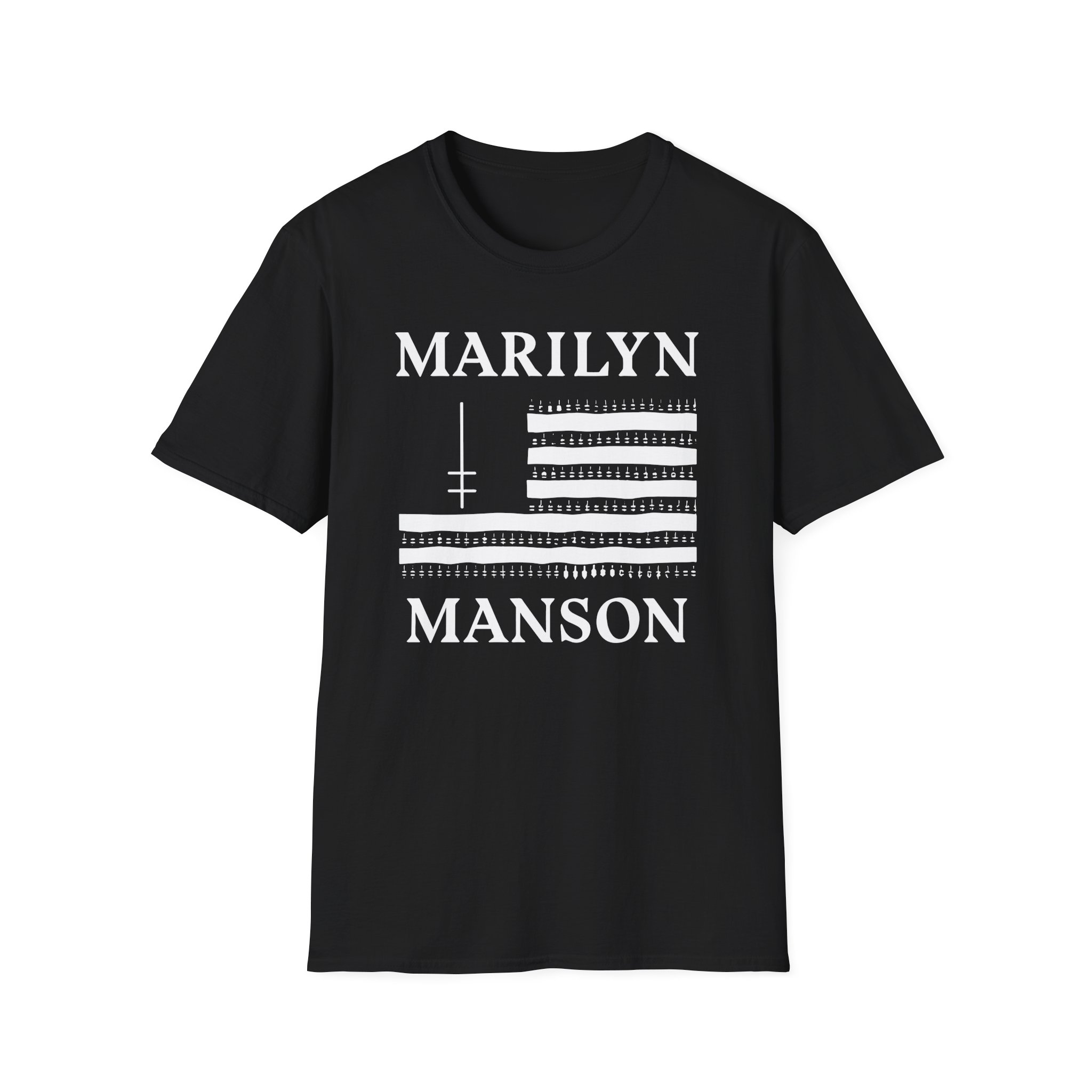 Marilyn Manson Flag and Logo Unisex Softstyle T-Shirt