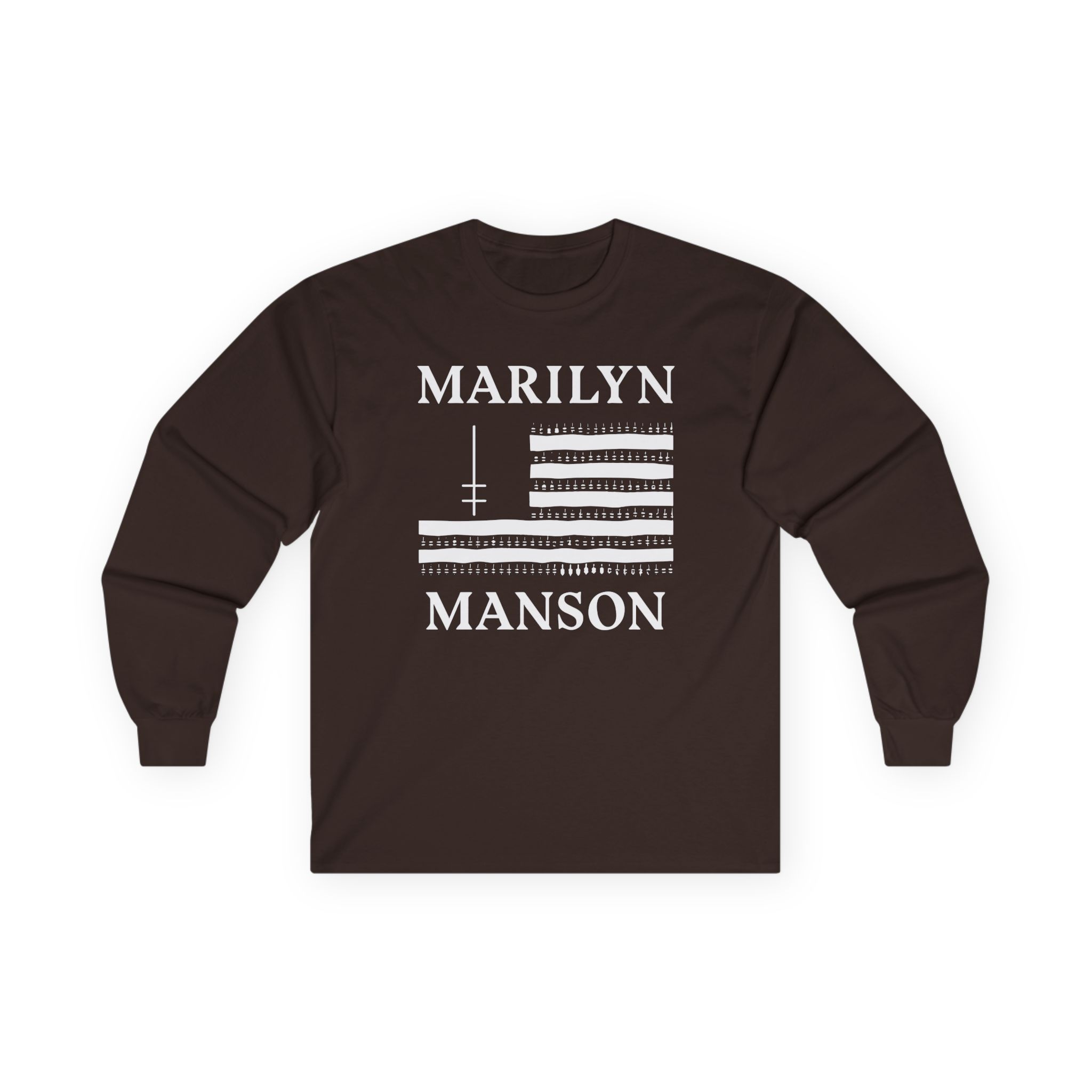 Marilyn Manson Flag and Logo Unisex Ultra Cotton Long Sleeve Tee