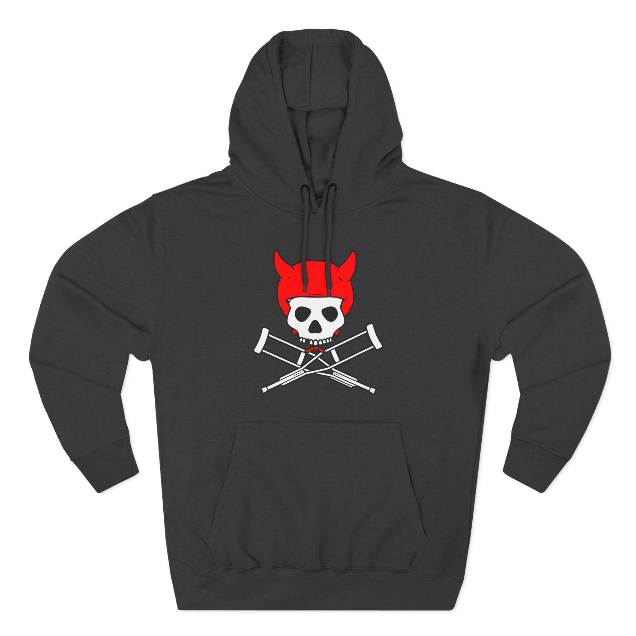 Jackass Devil Horns Skull & Crossbones Three-Panel Fleece Hoodie