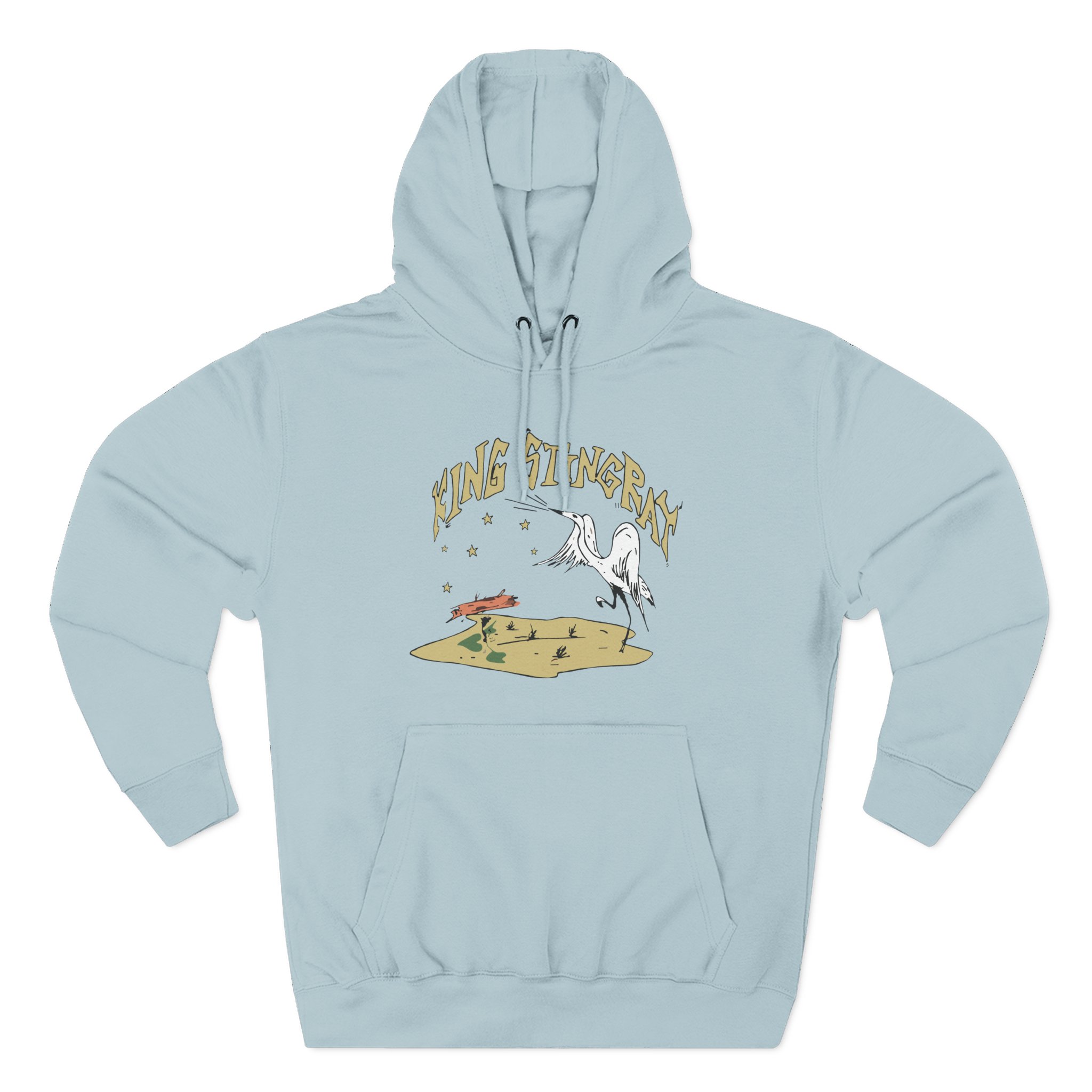 King Stingray Ivory Bird Three-Panel Fleece Hoodie
