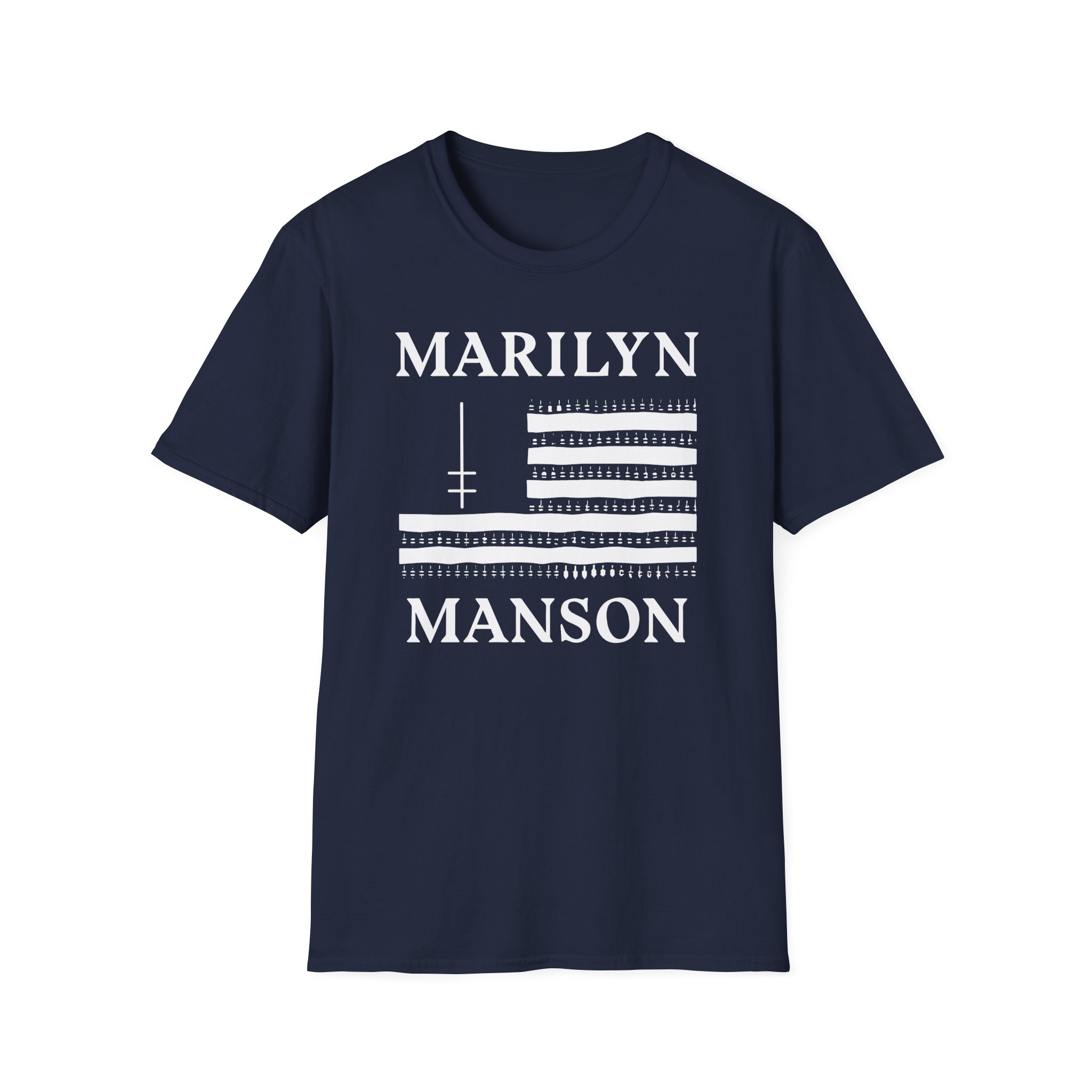 Marilyn Manson Flag and Logo Unisex Softstyle T-Shirt