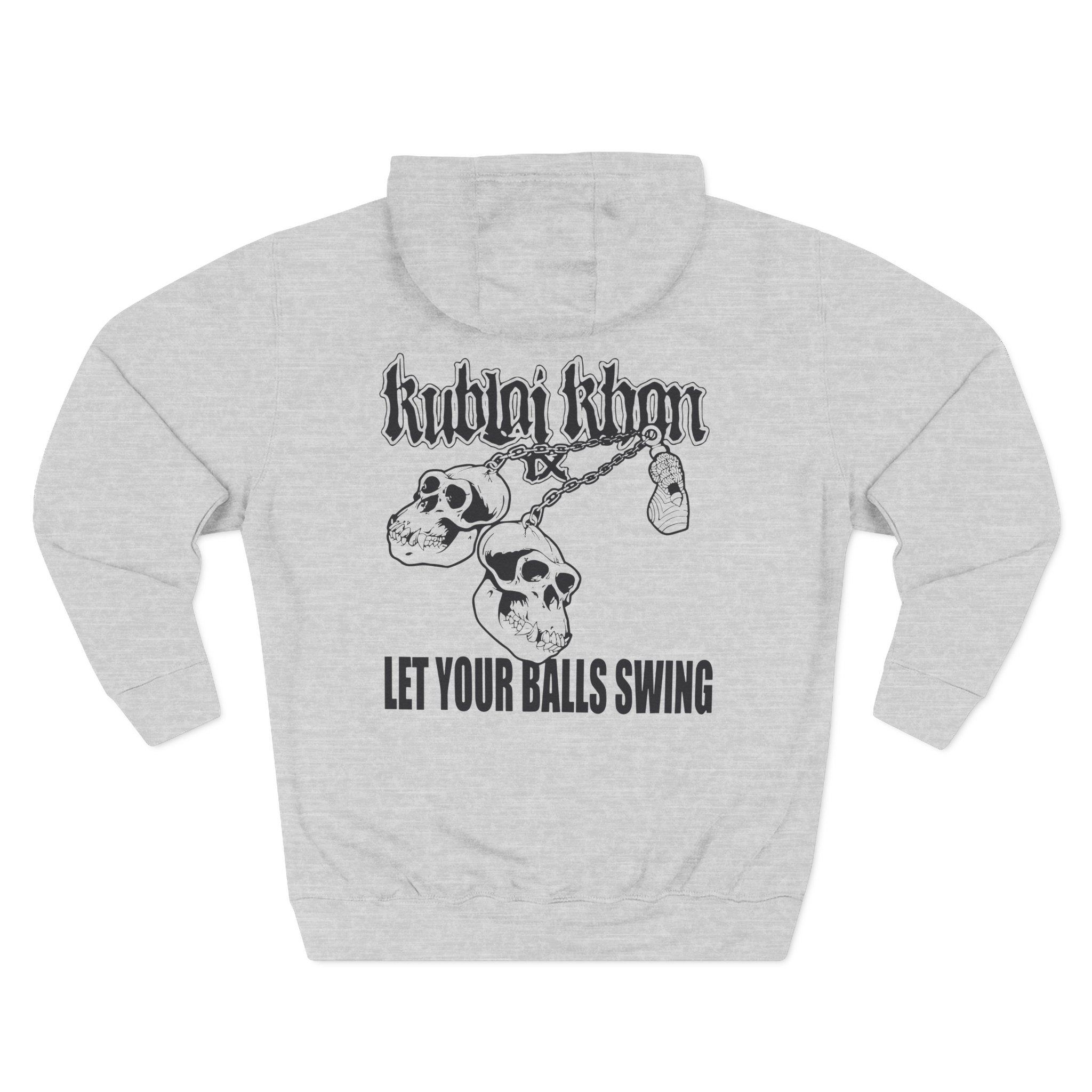 Kublai Khan - Let the Balls Swing Natural Three-Panel Fleece Hoodie