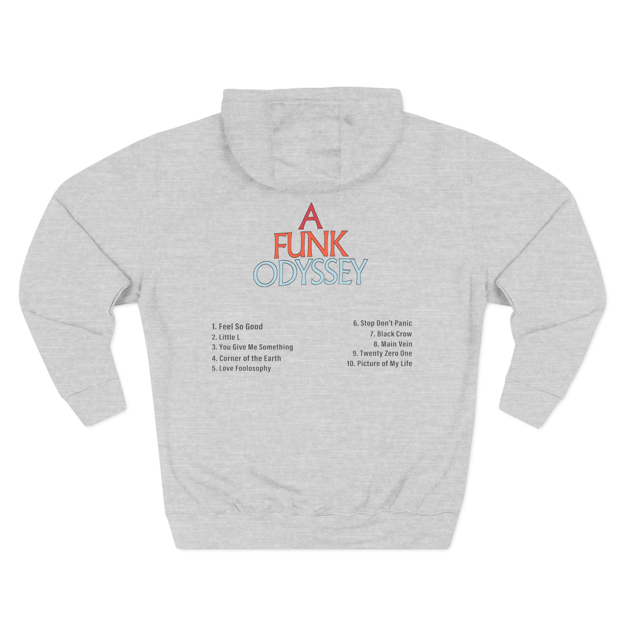 J Funk Odyssey Tracklist Three-Panel Fleece Hoodie