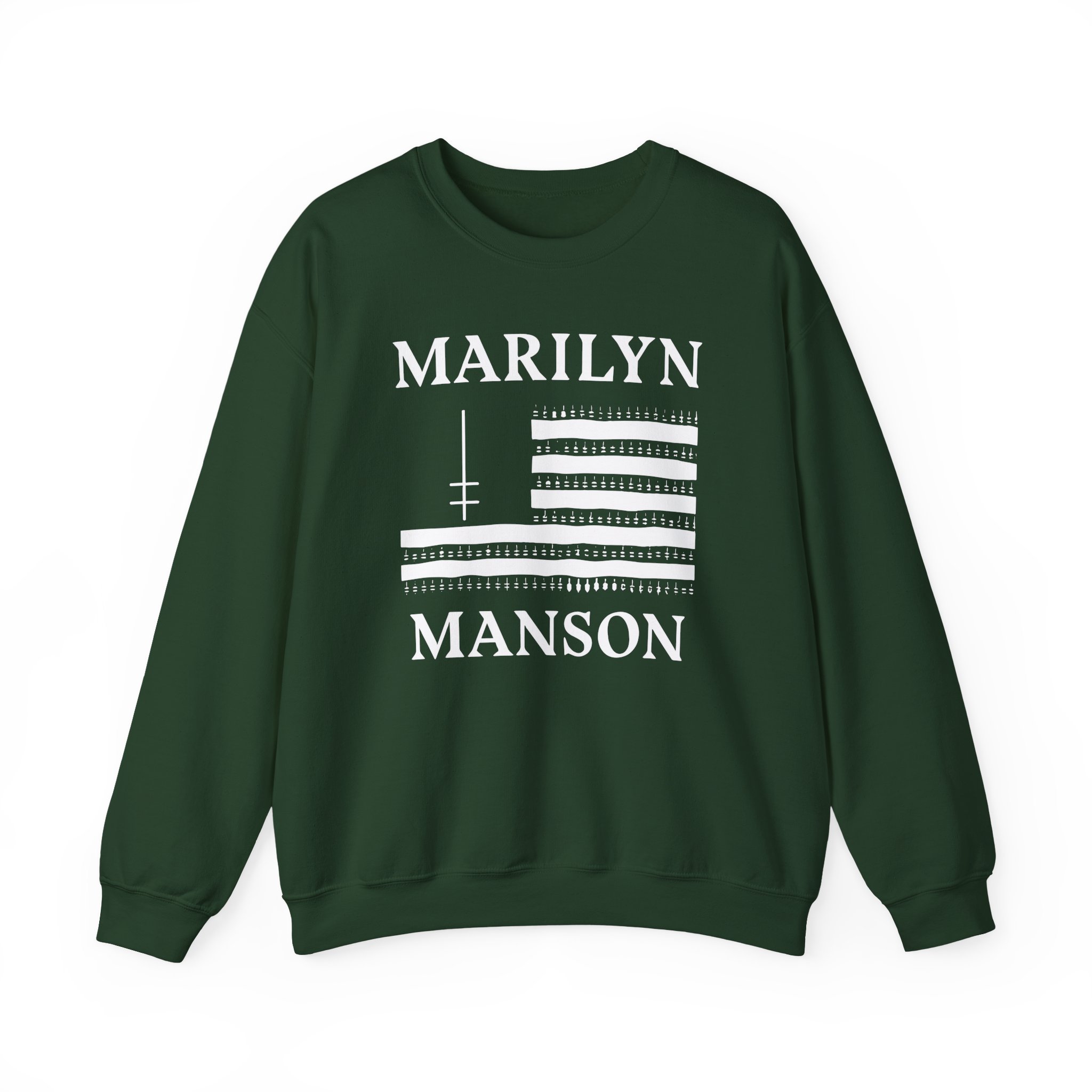 Marilyn Manson Flag and Logo Unisex Heavy Blendâ„¢ Crewneck Sweatshirt