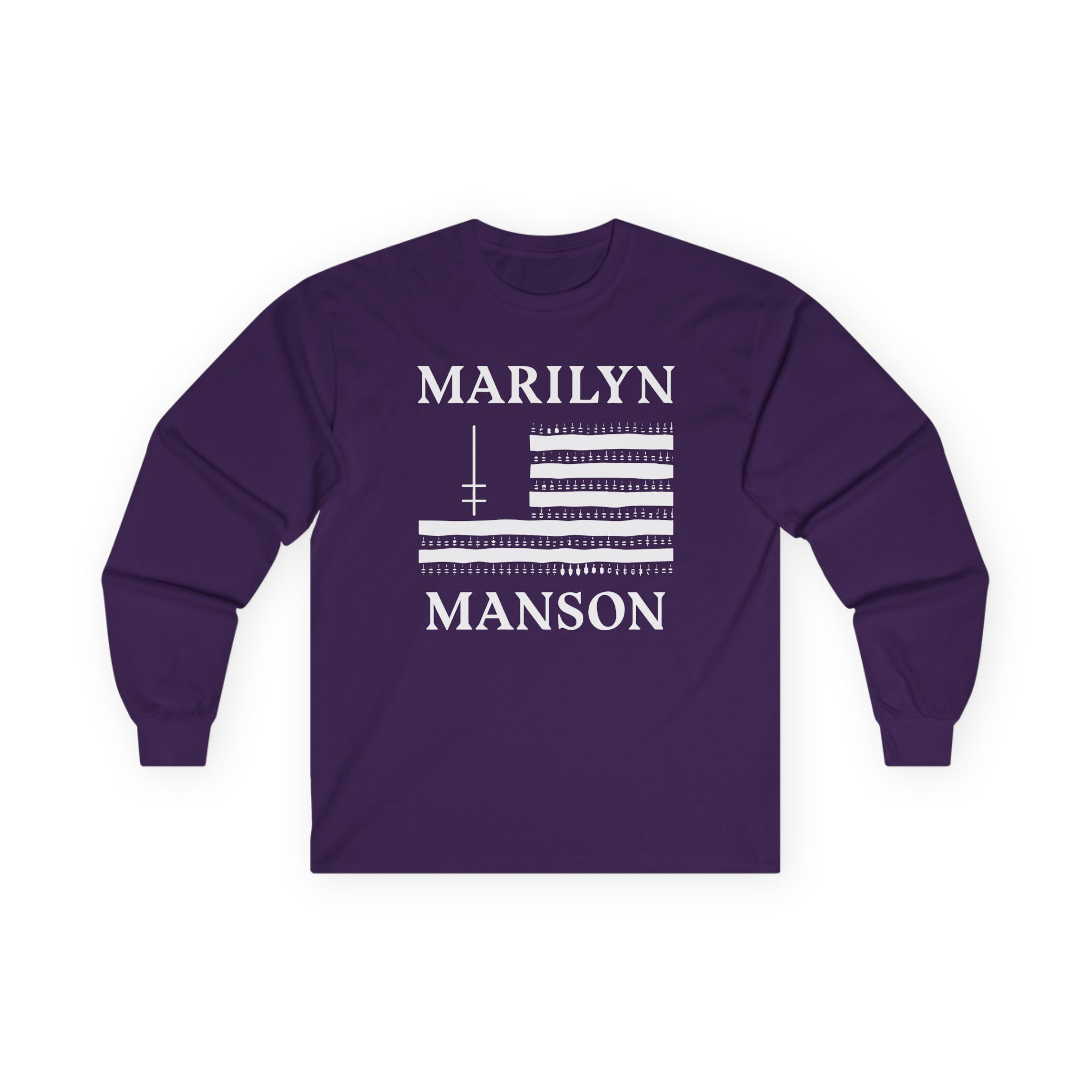 Marilyn Manson Flag and Logo Unisex Ultra Cotton Long Sleeve Tee
