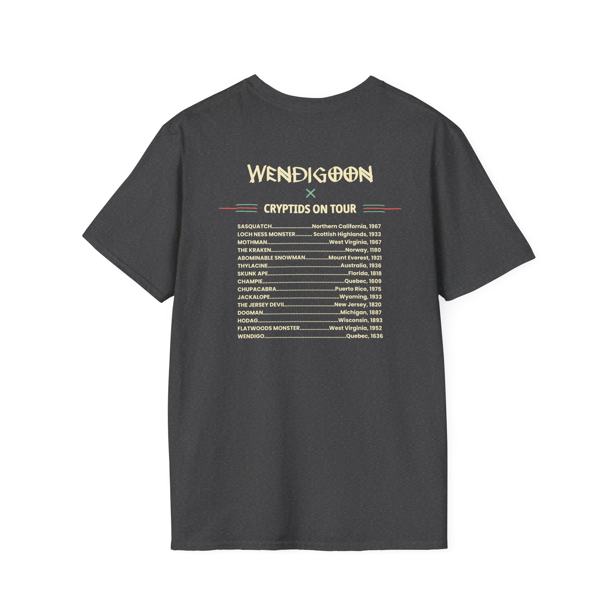 Wendigoon Cryptids on Tour Unisex Softstyle T-Shirt