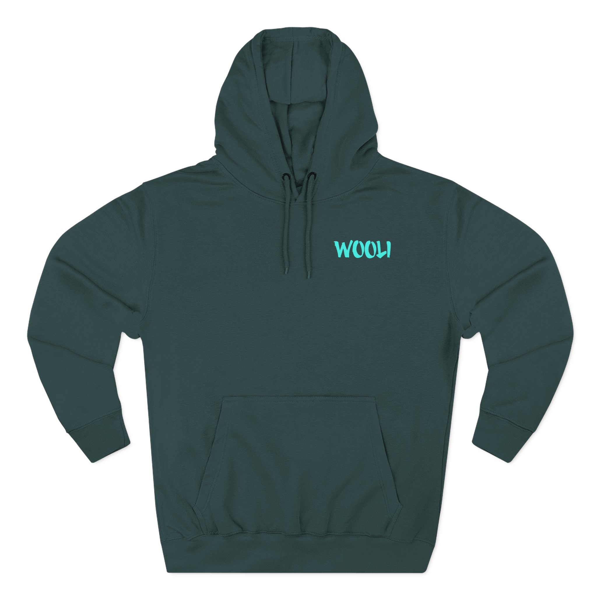 Wooli Teal Three-Panel Fleece Hoodie