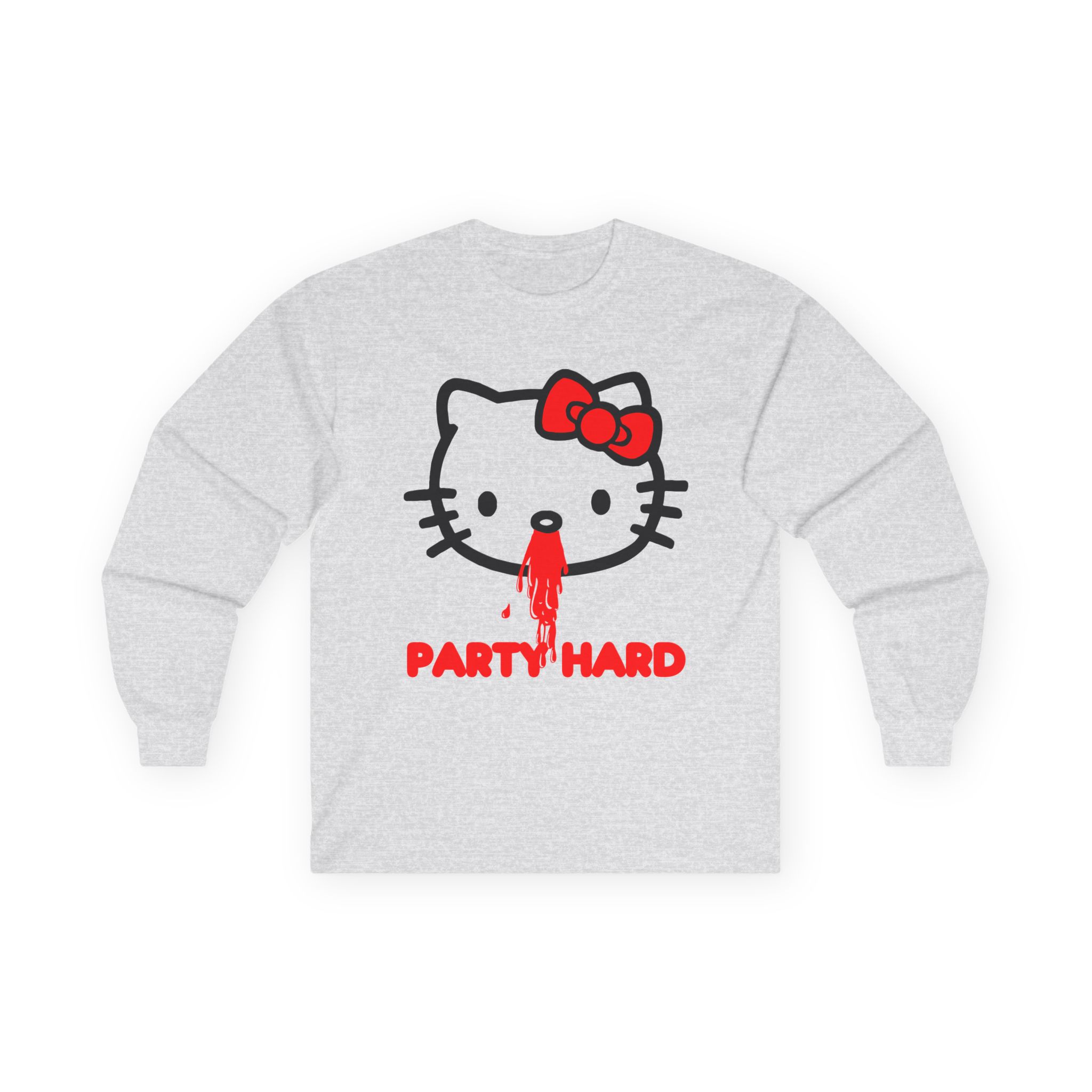 Andrew Wk Hello Party Kitty Parody Unisex Ultra Cotton Long Sleeve Tee