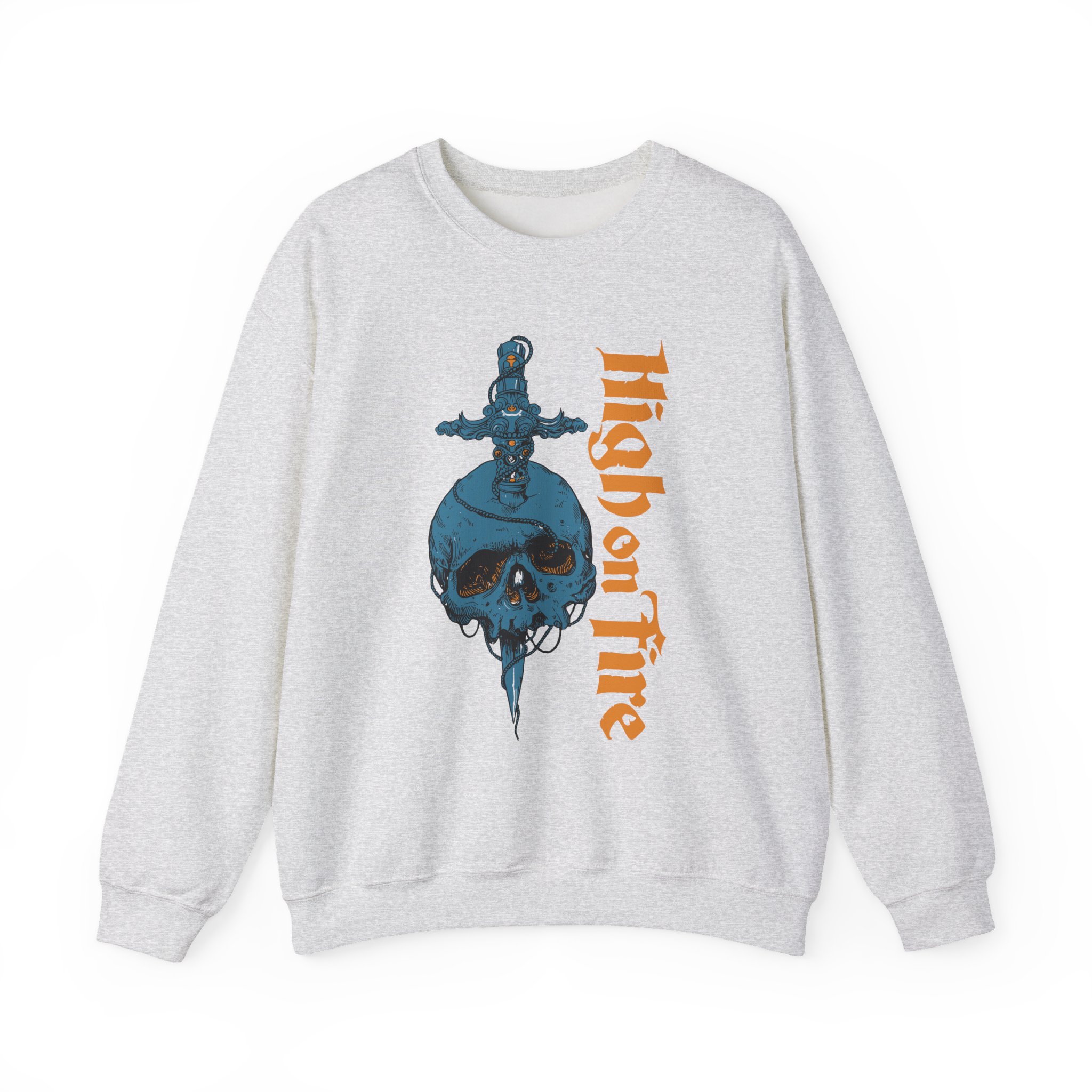 High on Fire Skull Knife Unisex Heavy Blendâ„¢ Crewneck Sweatshirt