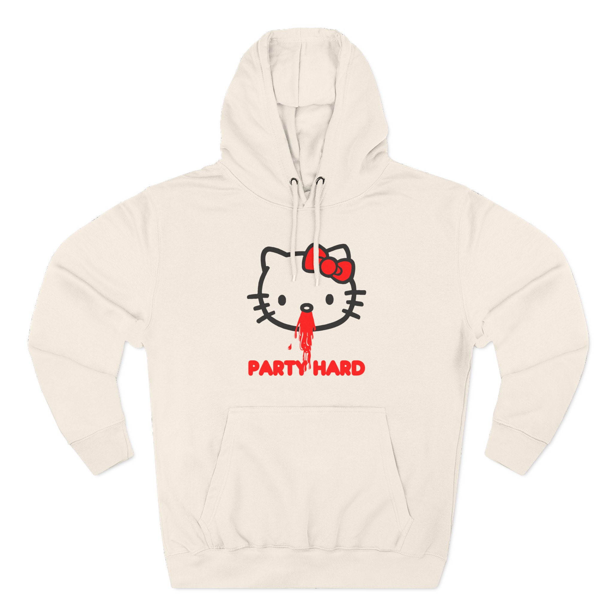 Andrew Wk Hello Party Kitty Parody Three-Panel Fleece Hoodie