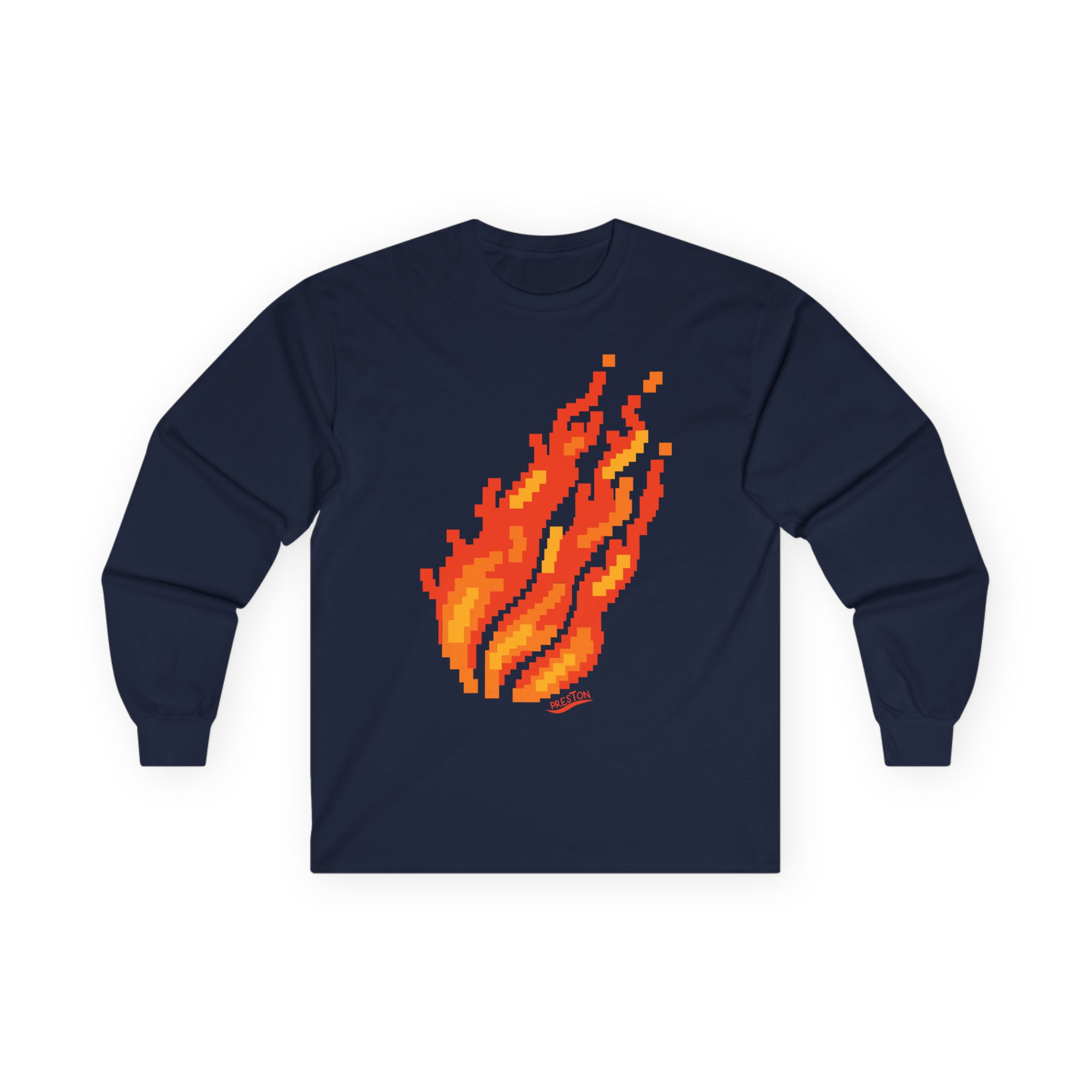 Preston Pixel Flame Unisex Ultra Cotton Long Sleeve Tee