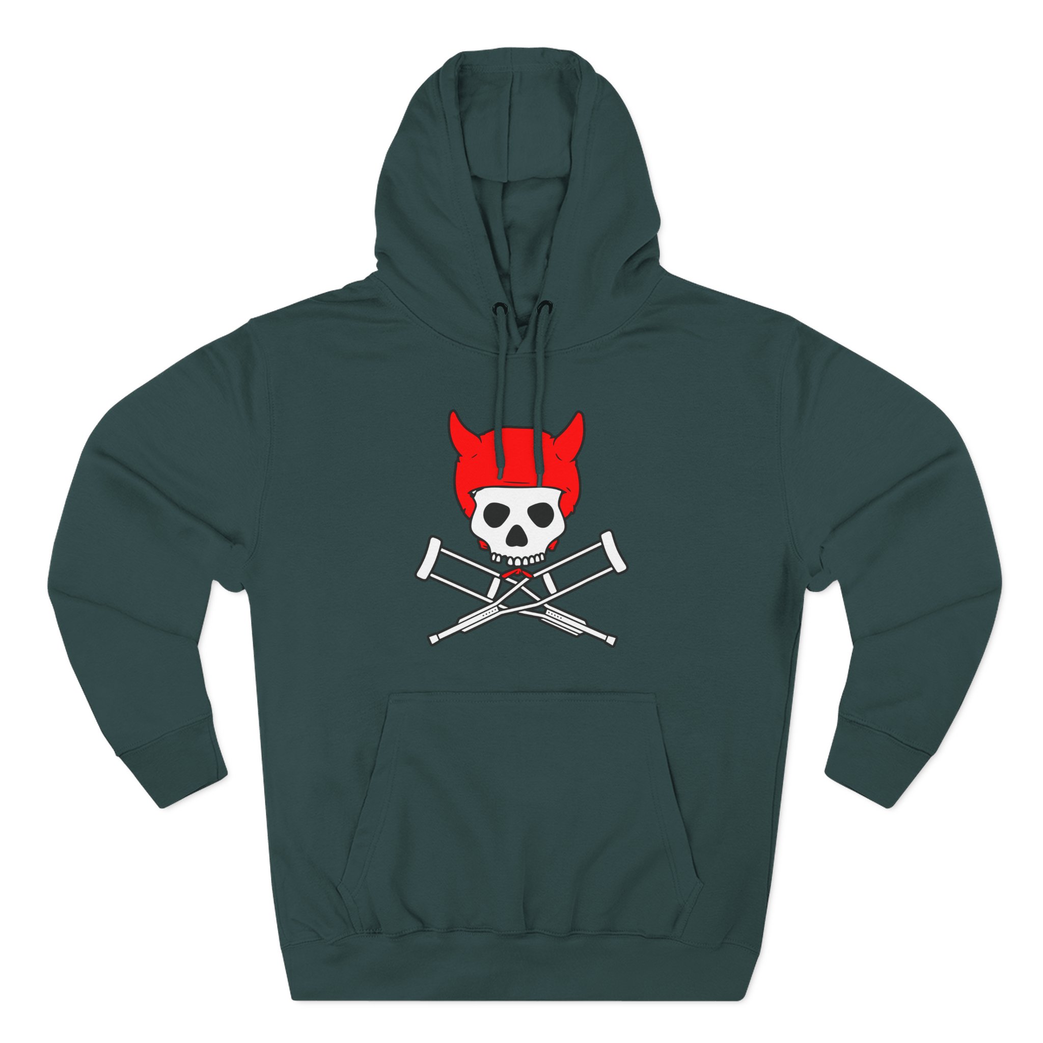 Jackass Devil Horns Skull & Crossbones Three-Panel Fleece Hoodie