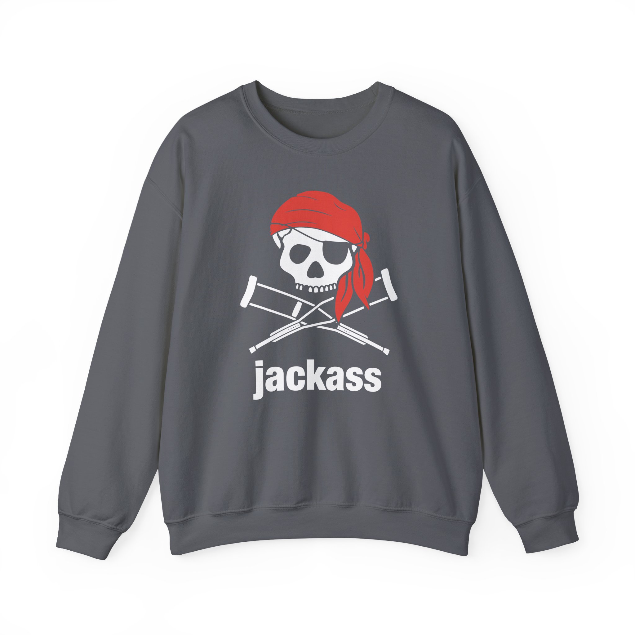 Jackass Skull and Crutches Unisex Heavy Blendâ„¢ Crewneck Sweatshirt