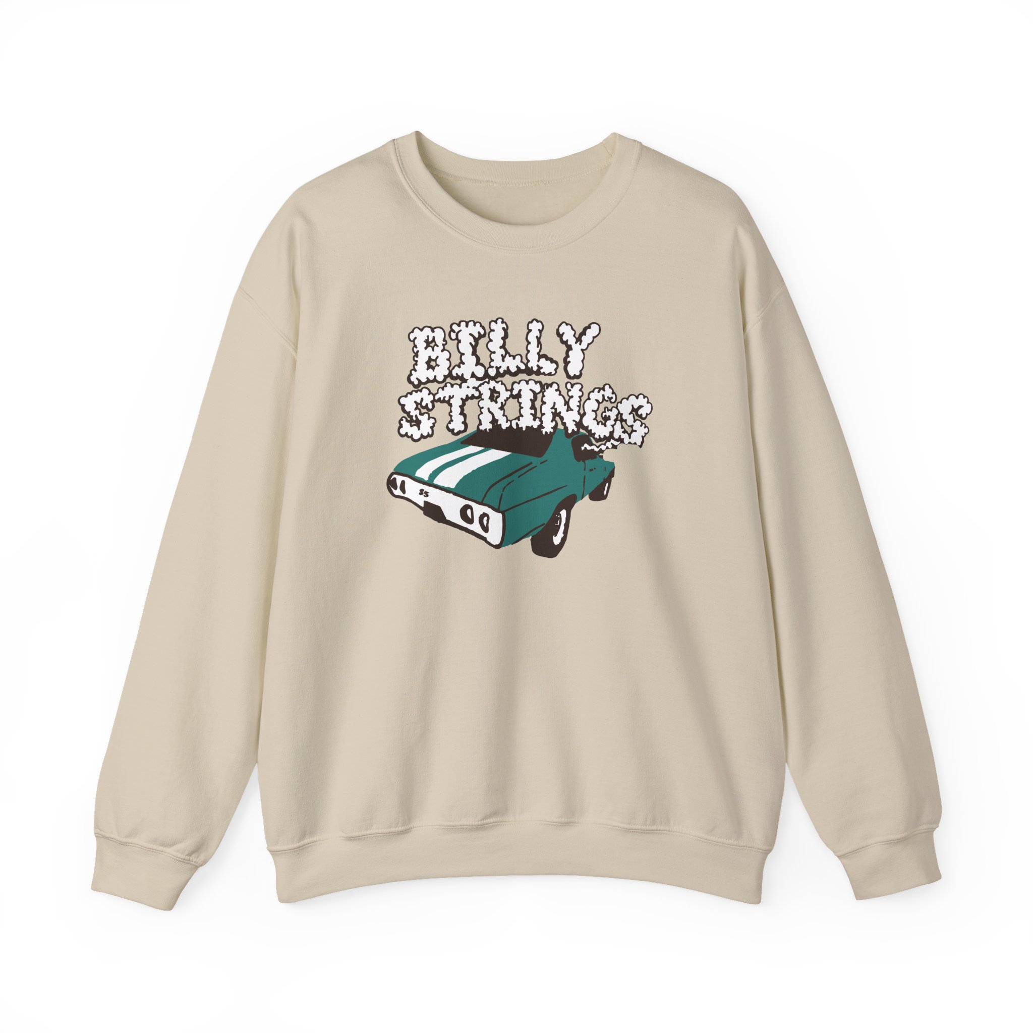 Billy Strings Imogene + Willie X Billy Strings Highway Prayers Green Car Unisex Heavy Blendâ„¢ Crewneck Sweatshirt