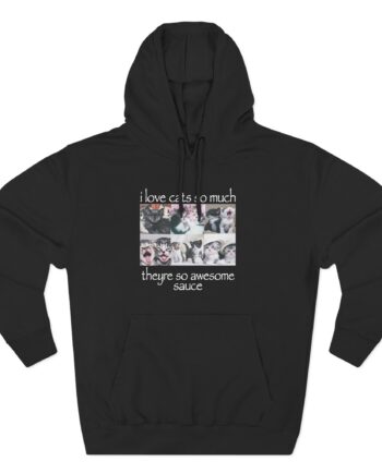 Osamason I Love Cats So Much Theyre So Awesome Sauce Three-Panel Fleece Hoodie