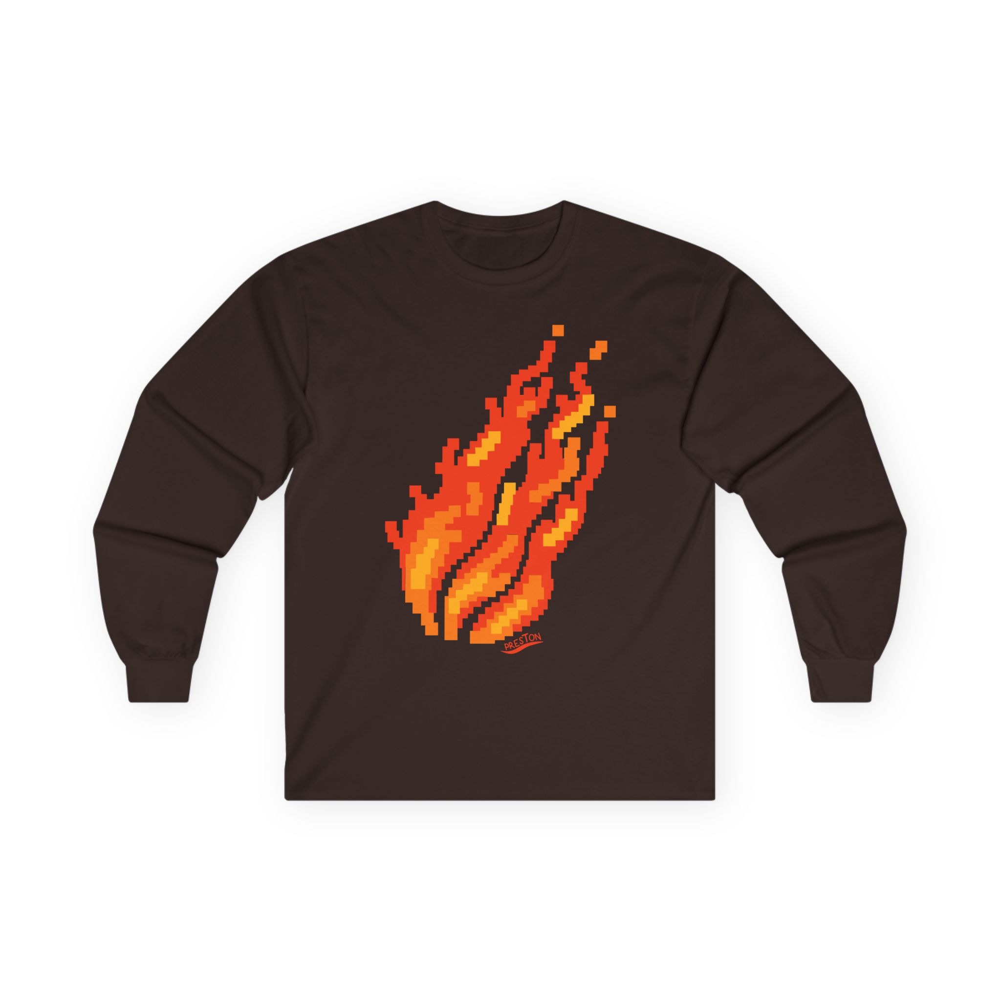 Preston Pixel Flame Unisex Ultra Cotton Long Sleeve Tee