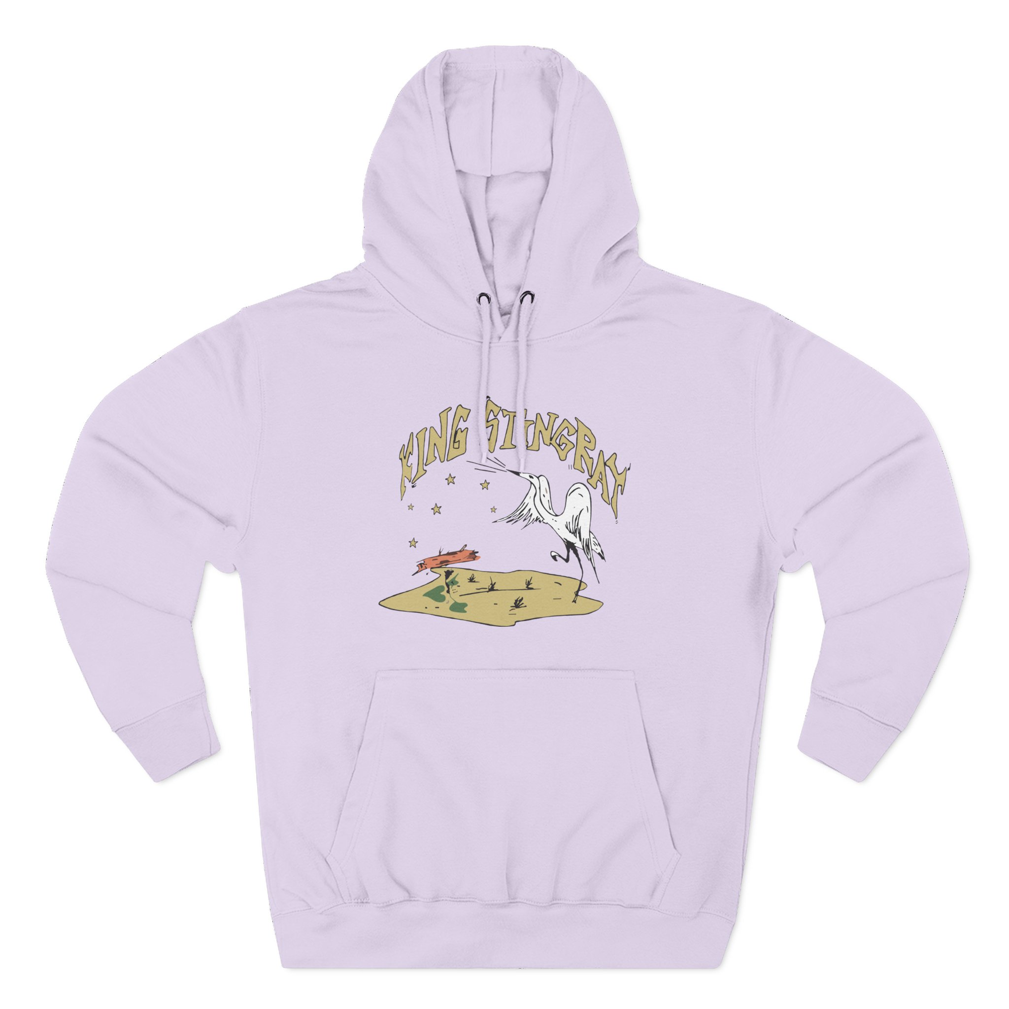 King Stingray Ivory Bird Three-Panel Fleece Hoodie
