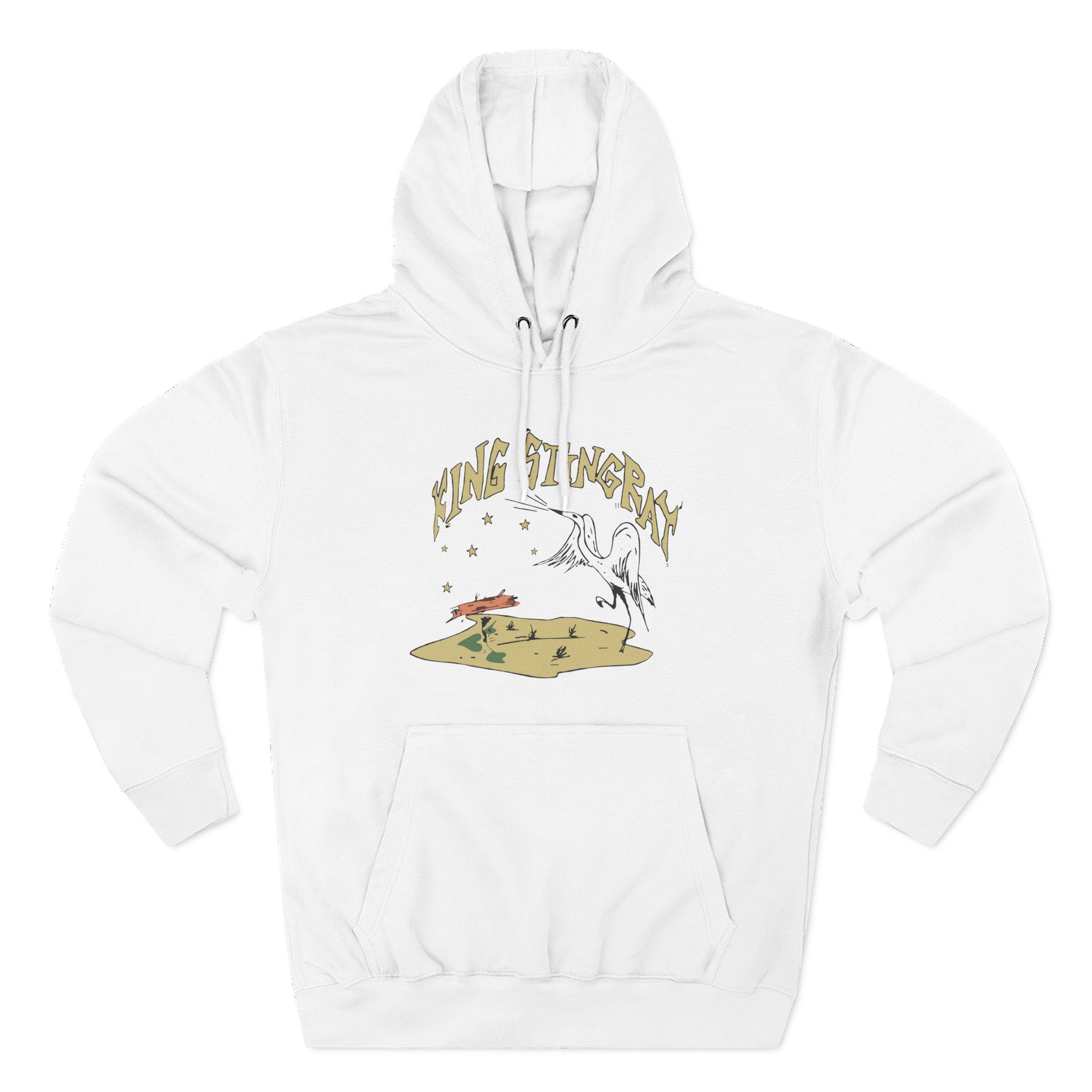 King Stingray Ivory Bird Three-Panel Fleece Hoodie