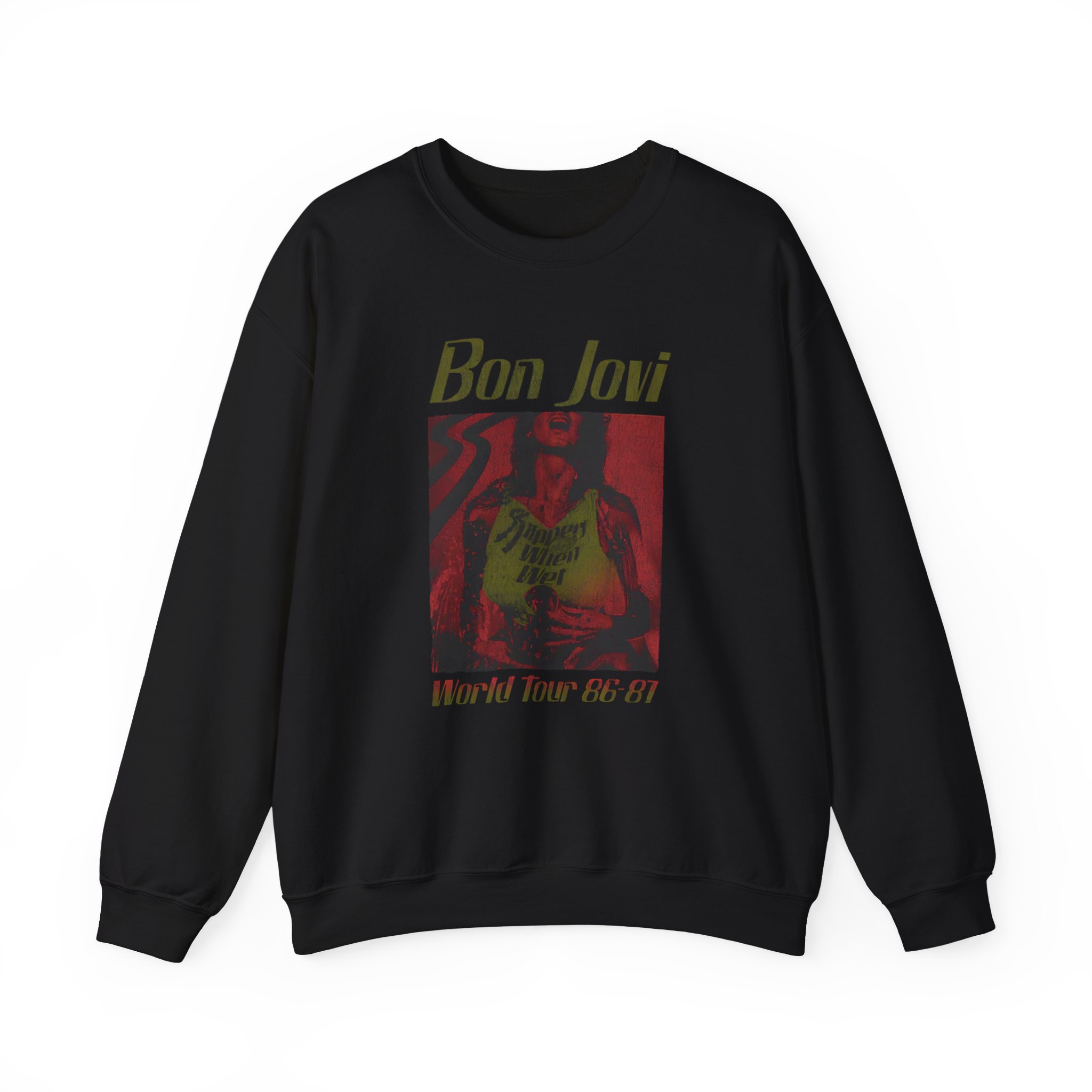 Bon Jovi Slippery When Wet Vintage World Tour Unisex Heavy Blendâ„¢ Crewneck Sweatshirt