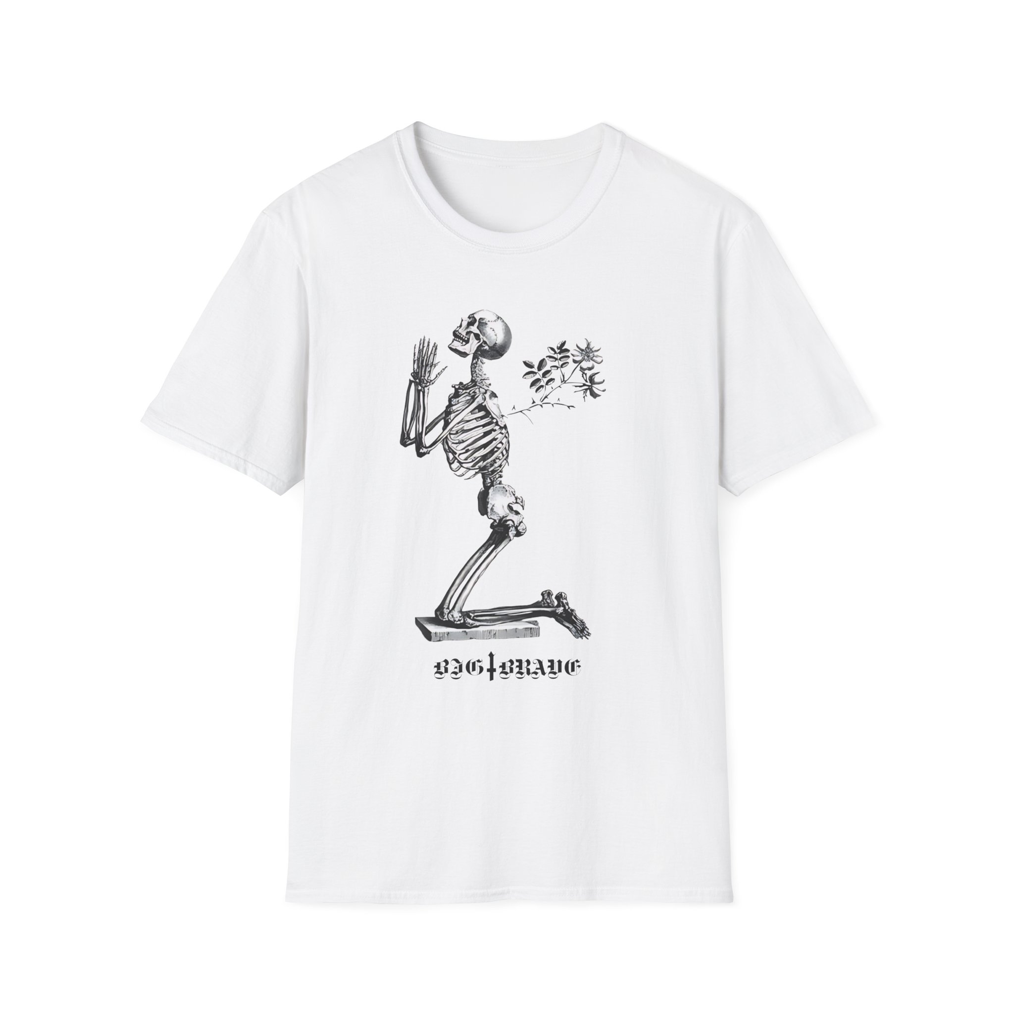 Big Brave Praying Skeleton Unisex Softstyle T-Shirt