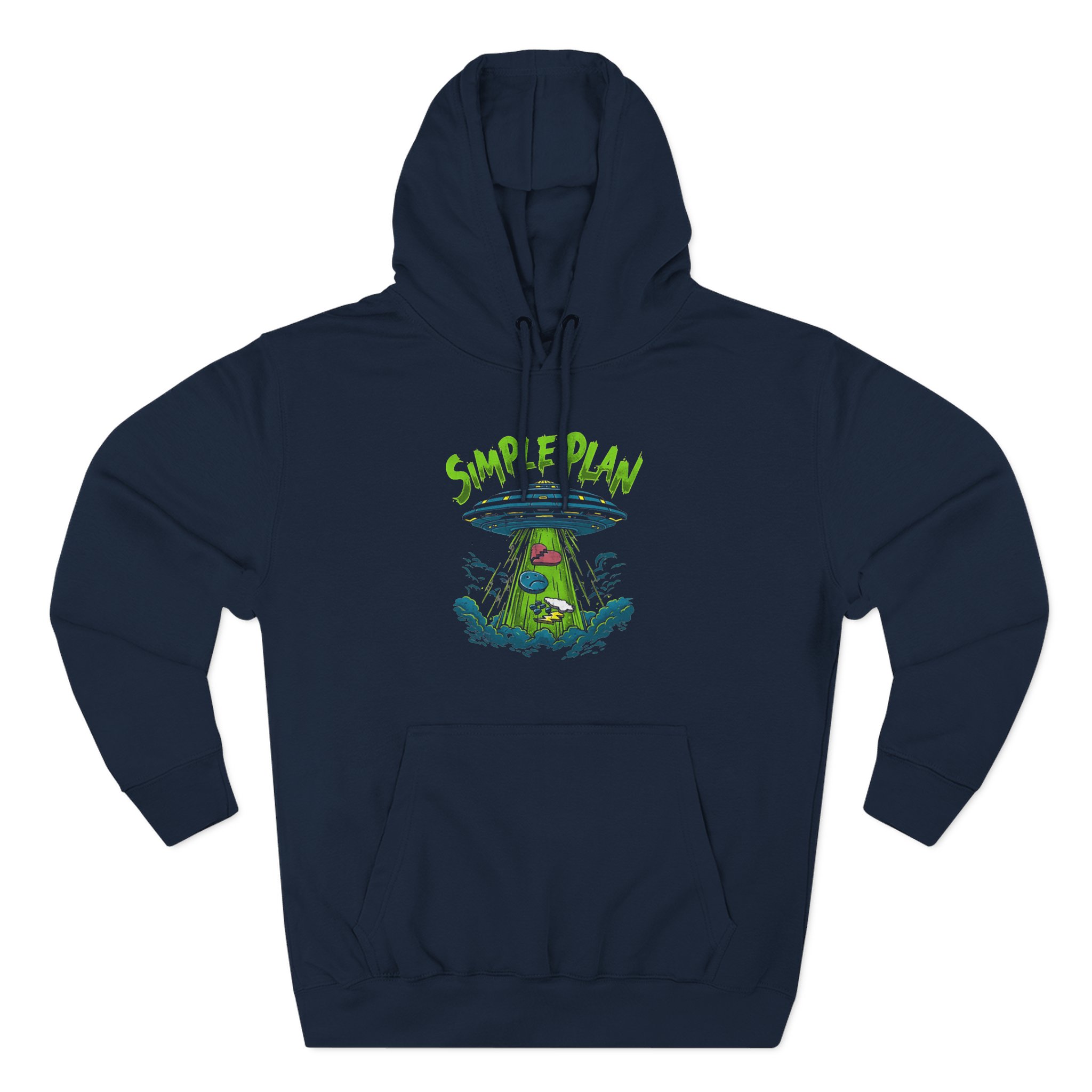 Simple Plan Alien Ufo Three-Panel Fleece Hoodie