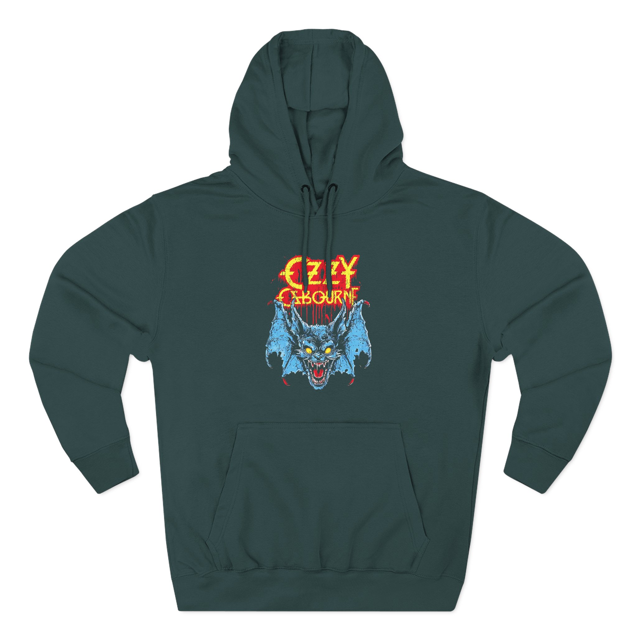 Ozzy Osbourne Glowing Eyes Bat Three-Panel Fleece Hoodie