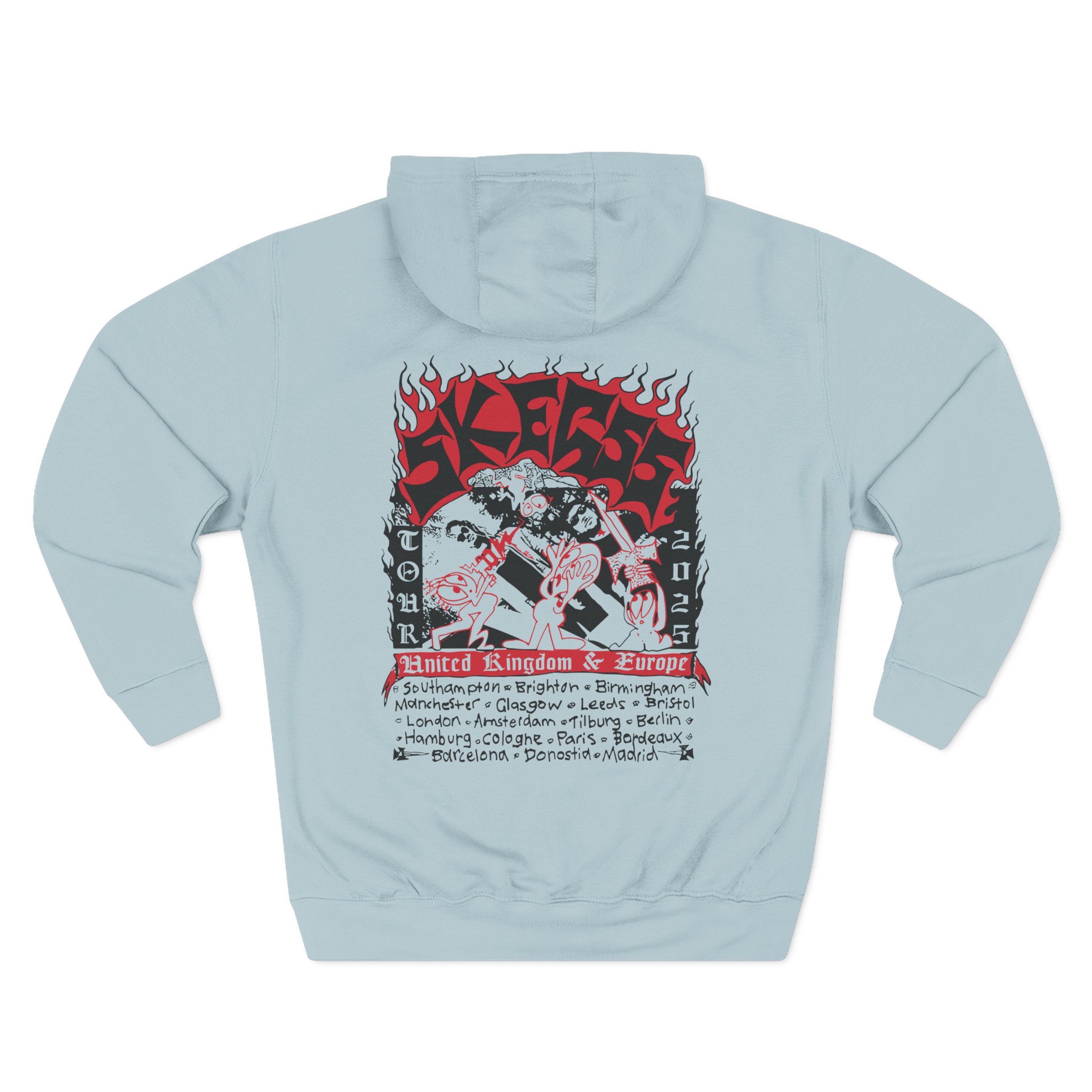 Skegss Uk Eu Tour 2025 Three-Panel Fleece Hoodie
