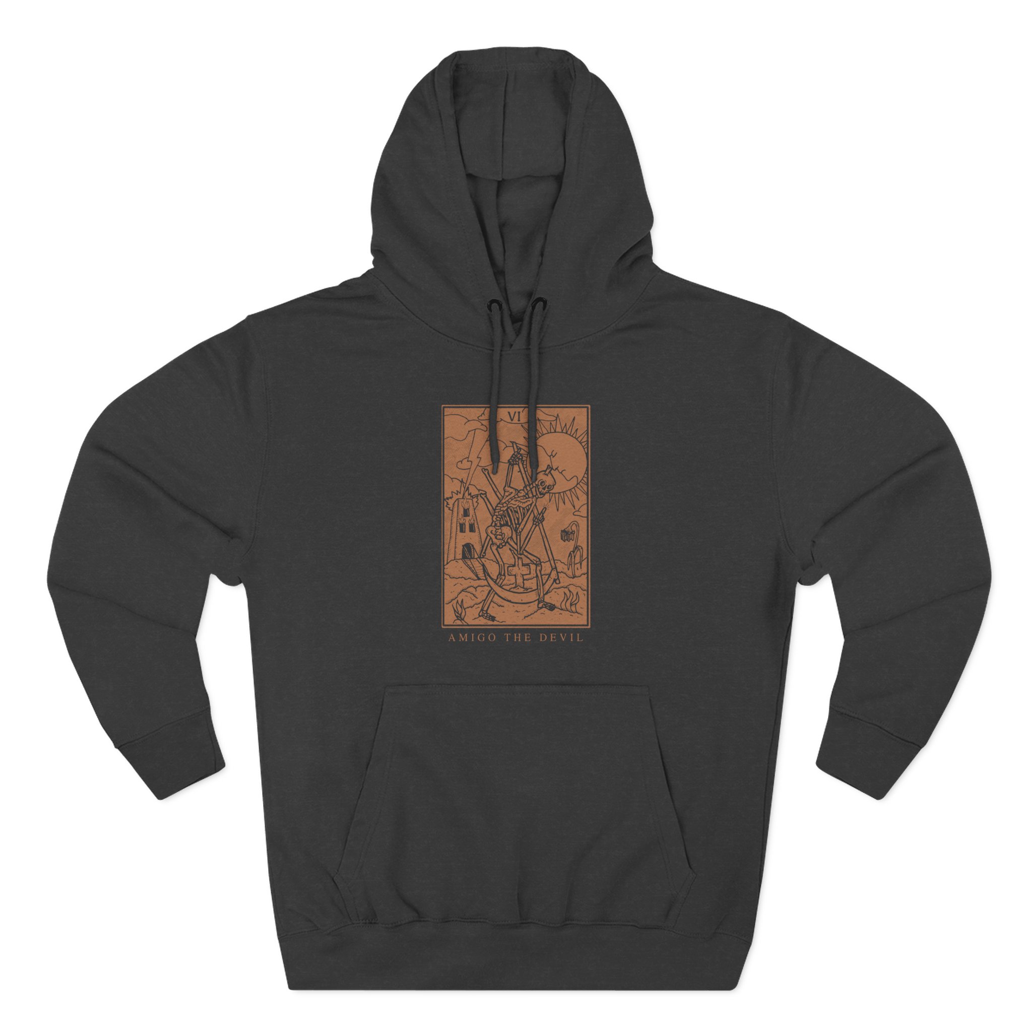 Amigo the Devil Tarot Card Three-Panel Fleece Hoodie