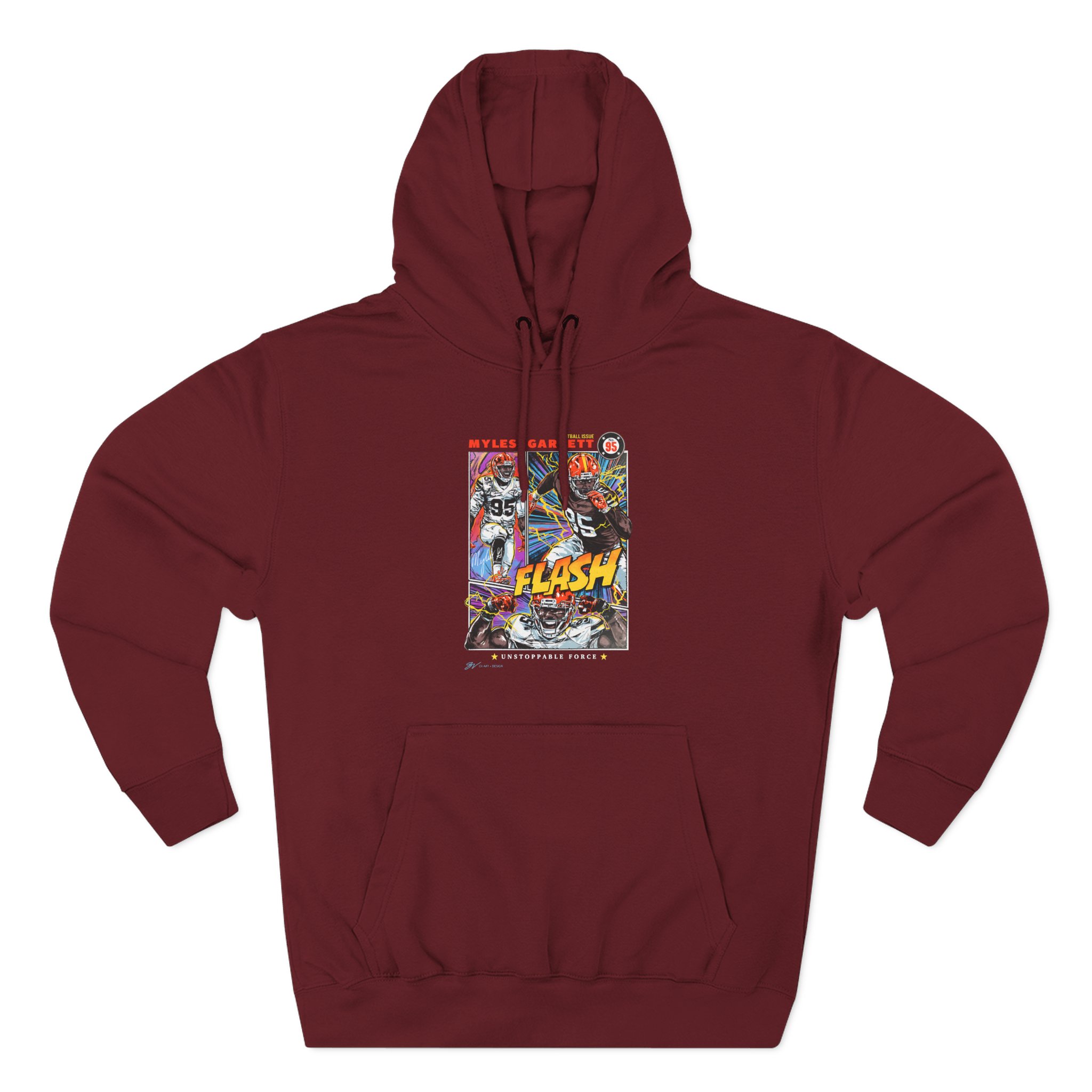 Myles Garrett Flash Garrett Original Canvas Three-Panel Fleece Hoodie